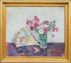 Classic Still Life with Fan and Flowers