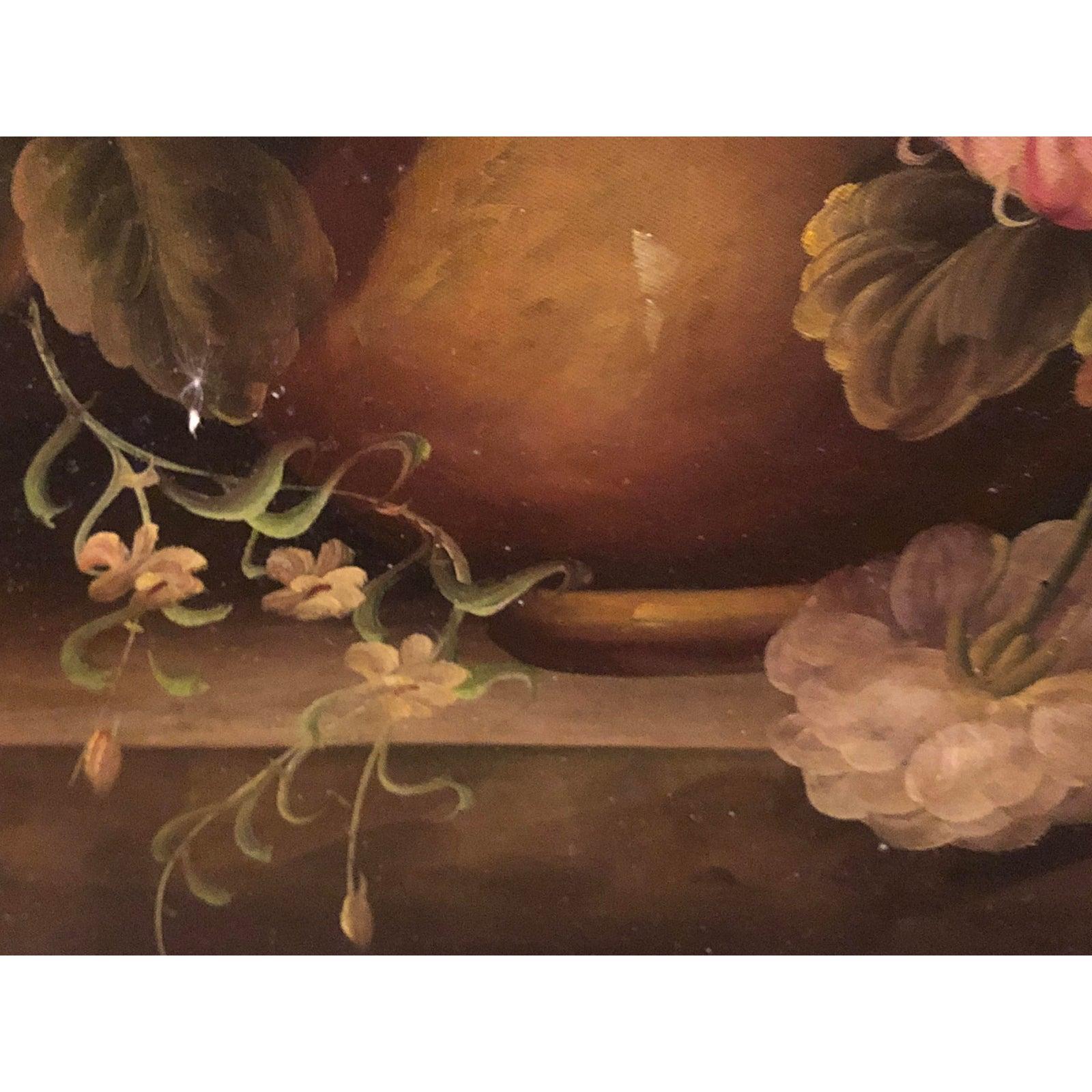 Classical Flower Vase Still Life Painting Oil on Canvas After Rodger Godchaux 6