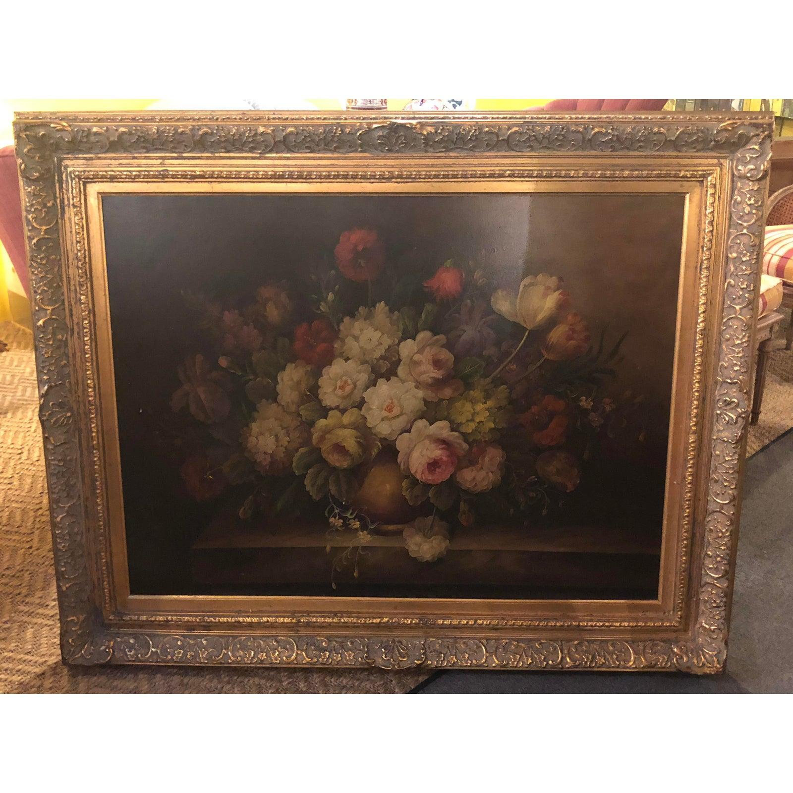 Classical Flower Vase Still Life Painting Oil on Canvas After Rodger Godchaux 7