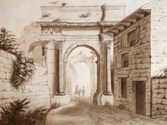 Römische Ruinen im Stil der Antike:: um 1840 Zeichnung