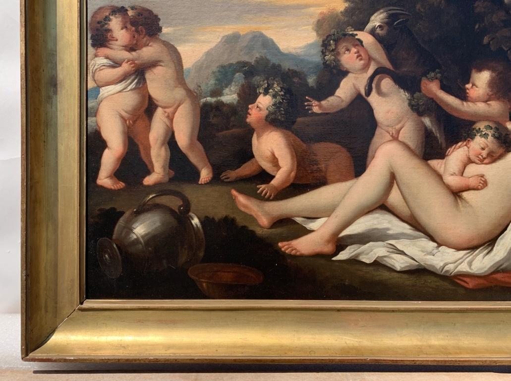Italian master (18th century) - Venus, cherubs and kid.

65.5 x 81.5 cm without frame, 76.5 x 92.5 cm with frame.

Antique oil painting on canvas, in a gilded wooden frame.

Condition report: Lined canvas. Good state of conservation of the pictorial