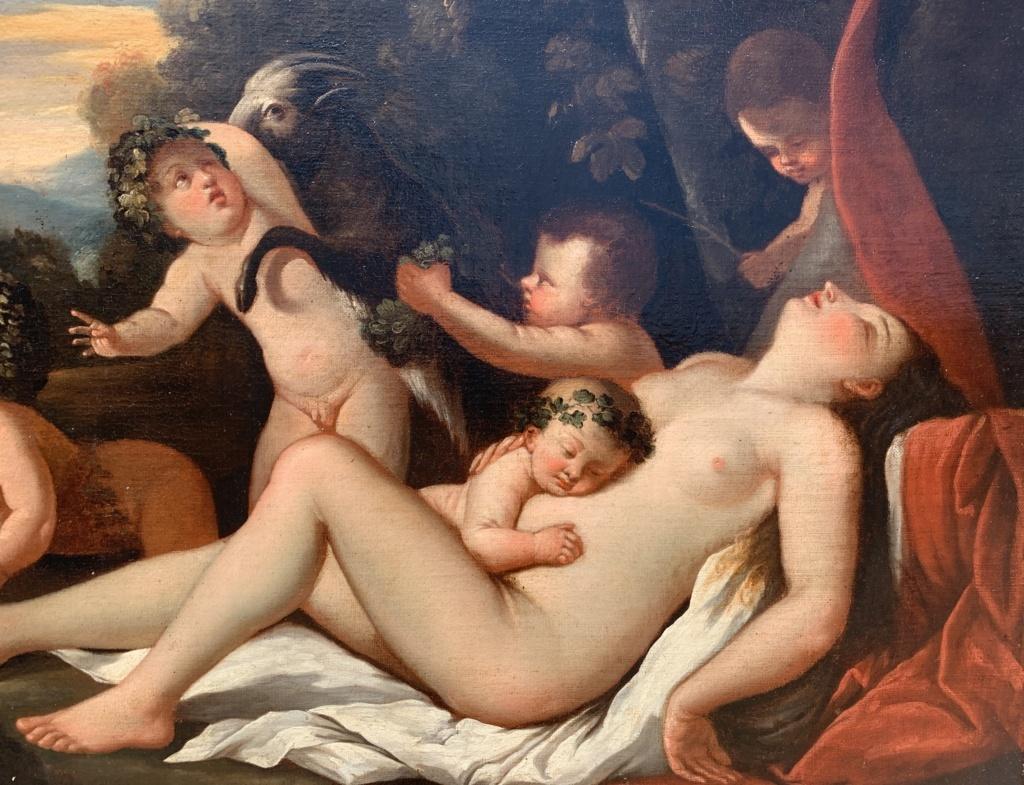 Classicist Italian painter - 18th century figure painting - Venus Putti Bacchana 3