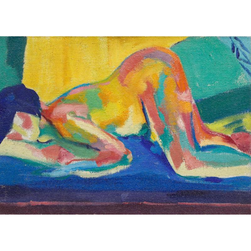 Claude Broise - 20. Jahrhundert Öl, Liegender Akt – Painting von Unknown