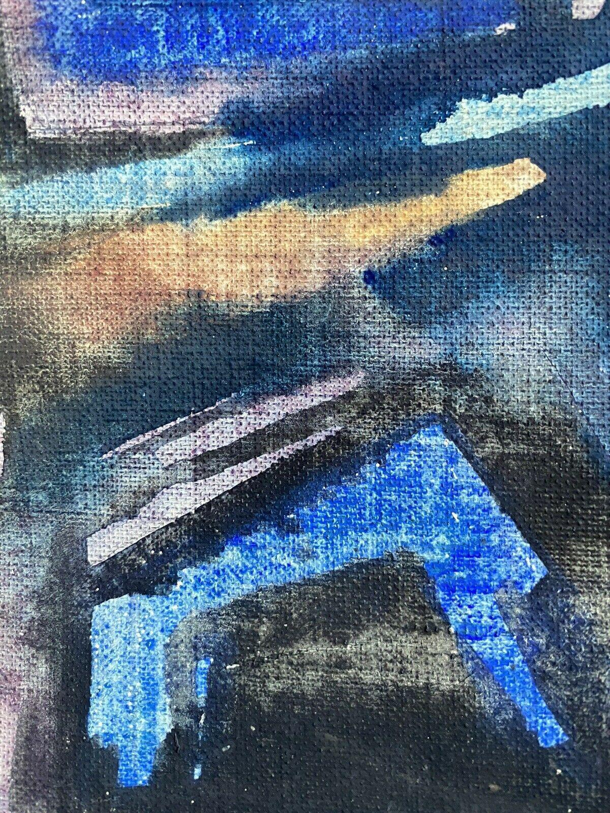 Claude Lagouche, peinture abstraite psychédélique française originale des années 1970 - Bleu Abstract Painting par Unknown