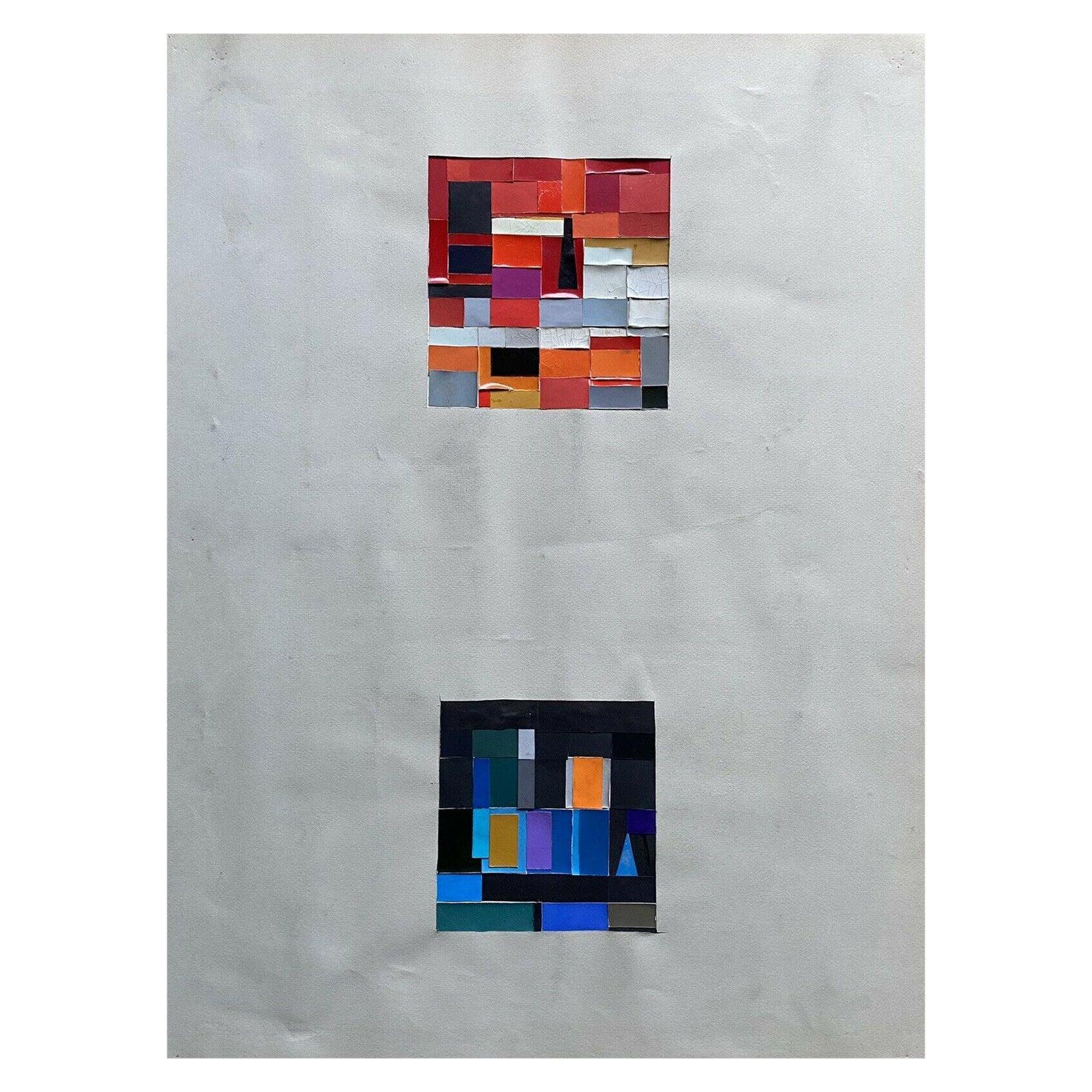 Claude Lagouche, opera originale di collage cubista astratto francese del 1970
