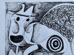 Claude Lagouche Orignal 1970's French Psychedelic Abstract Drawing