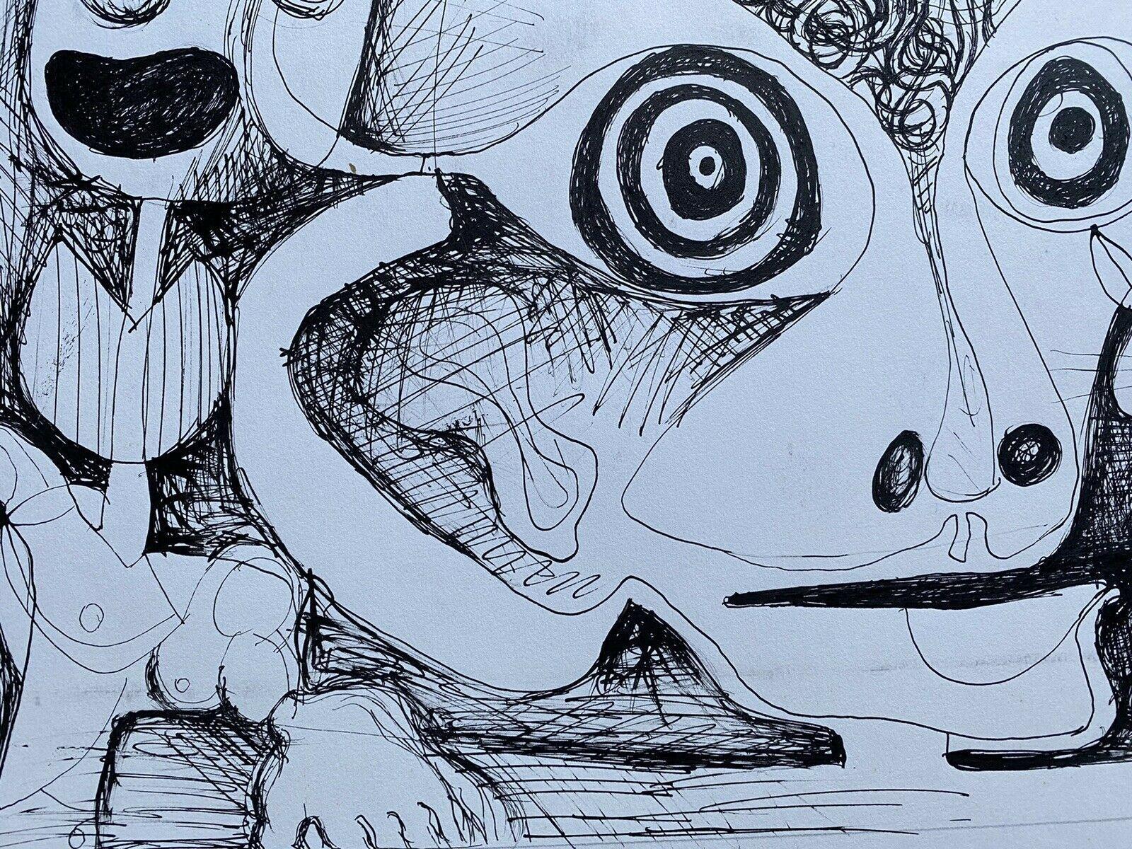 Claude Lagouche Dibujo abstracto psicodélico francés original de los años 70 en venta 1