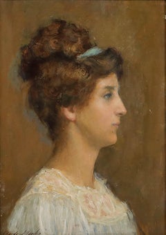 Claude Marks (fl.1899-1915) - Framed Oil, Portrait of Gabrielle Le Marchand