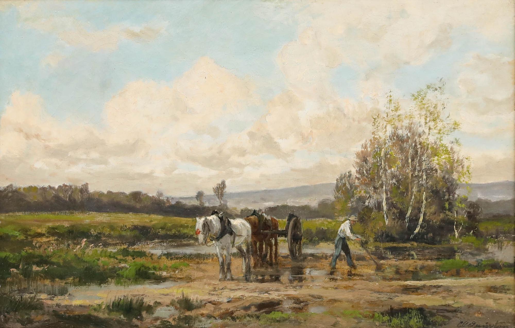 Clement Quinton (1851-1920) - Late 19th Century Oil, Ploughing the Field - Painting by Unknown