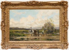 Antique Clement Quinton (1851-1920) - Late 19th Century Oil, Ploughing the Field