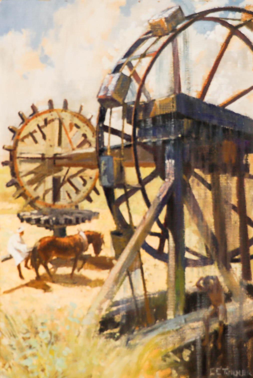 Clifford Charles Turner (1920-2018) – Ölgemälde, Pferdemühle, 20. Jahrhundert – Painting von Unknown