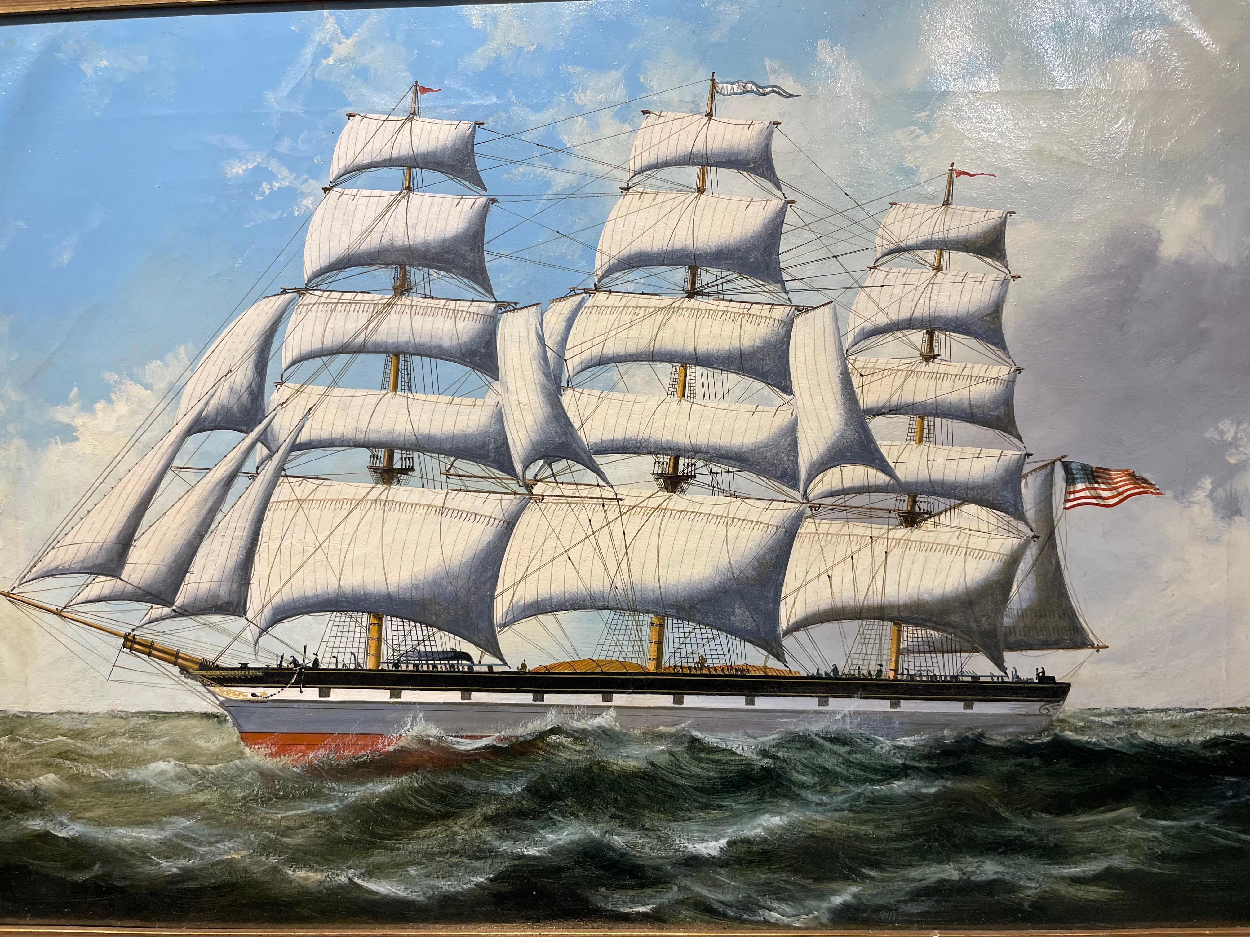 The Clipper Mary Lee in High Seas, amerikanische Schule aus der Mitte des 19. Jahrhunderts im Angebot 7