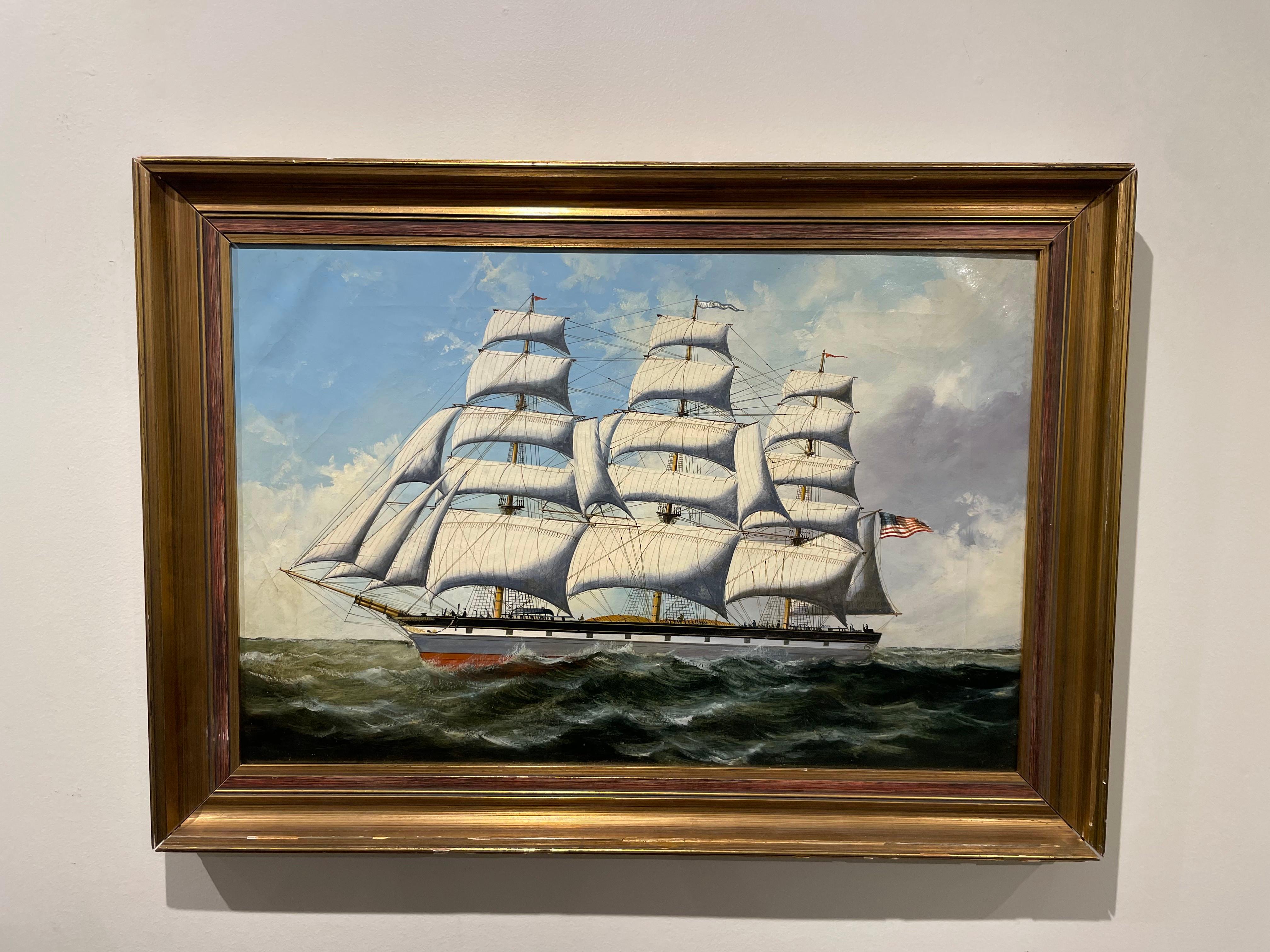The Clipper Mary Lee in High Seas, amerikanische Schule aus der Mitte des 19. Jahrhunderts im Angebot 3