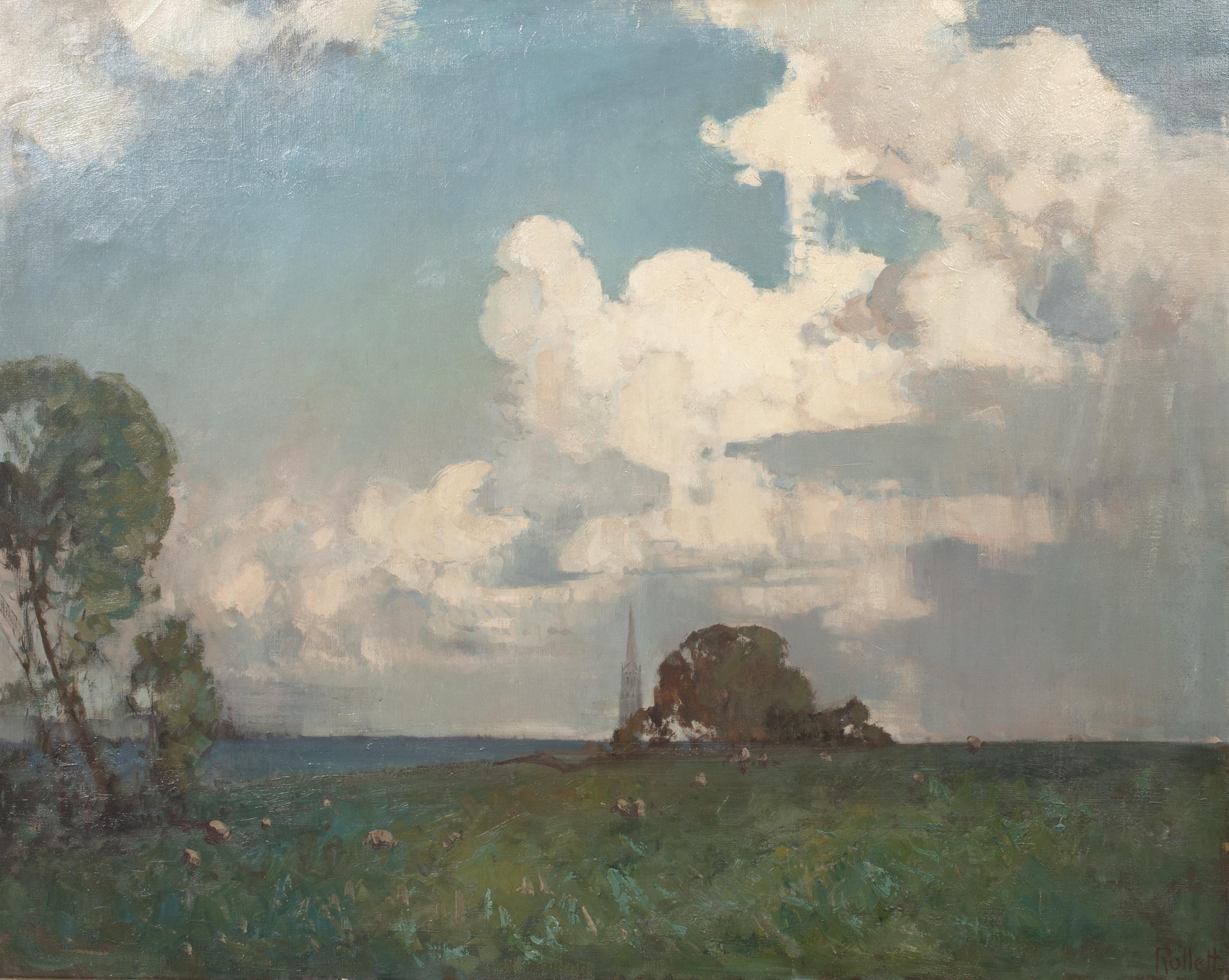 Wolke über Lincolnshire, um 1900  von HERBERT ROLLETT (1872-1932) (Braun), Landscape Painting, von Unknown