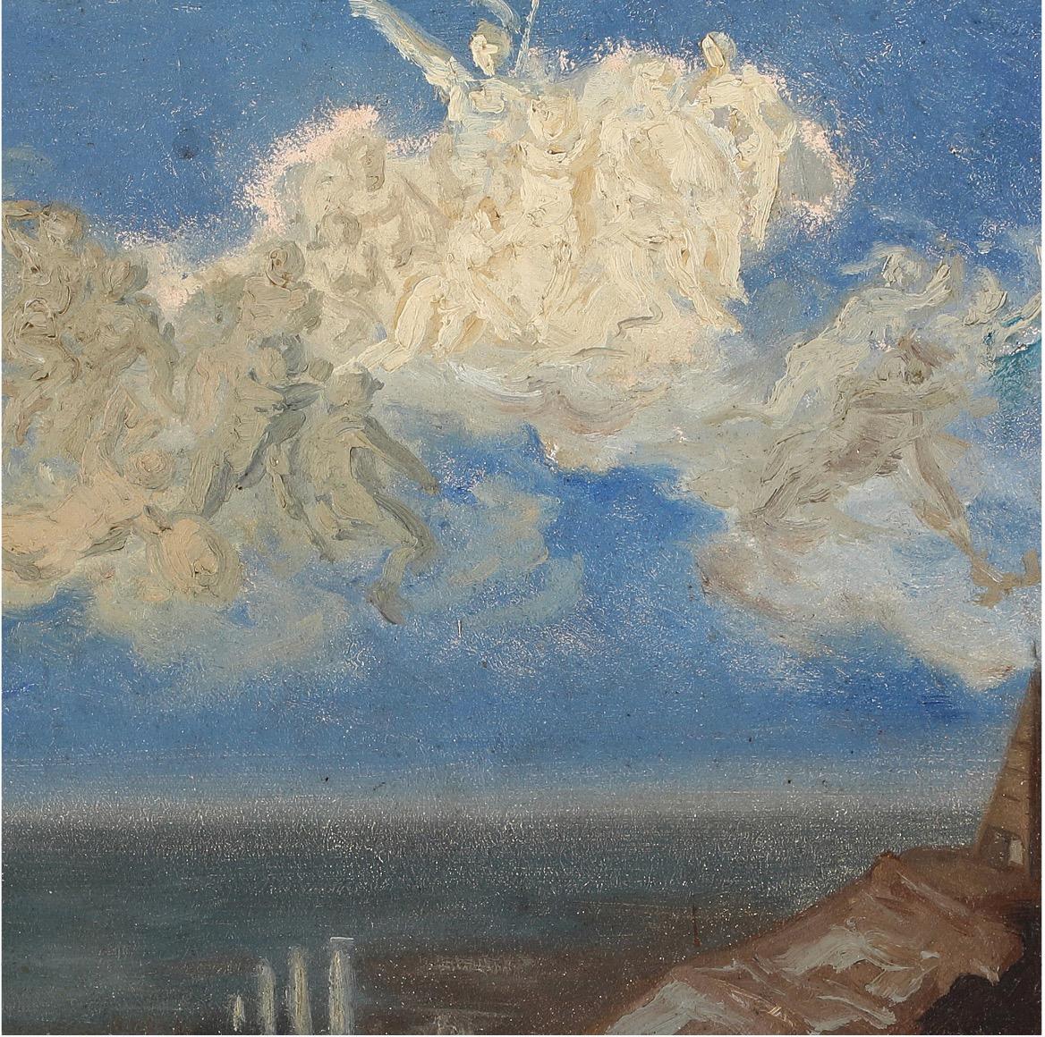 Wolkenstudie - 19. Jahrhundert Öl auf Papier – Painting von Unknown