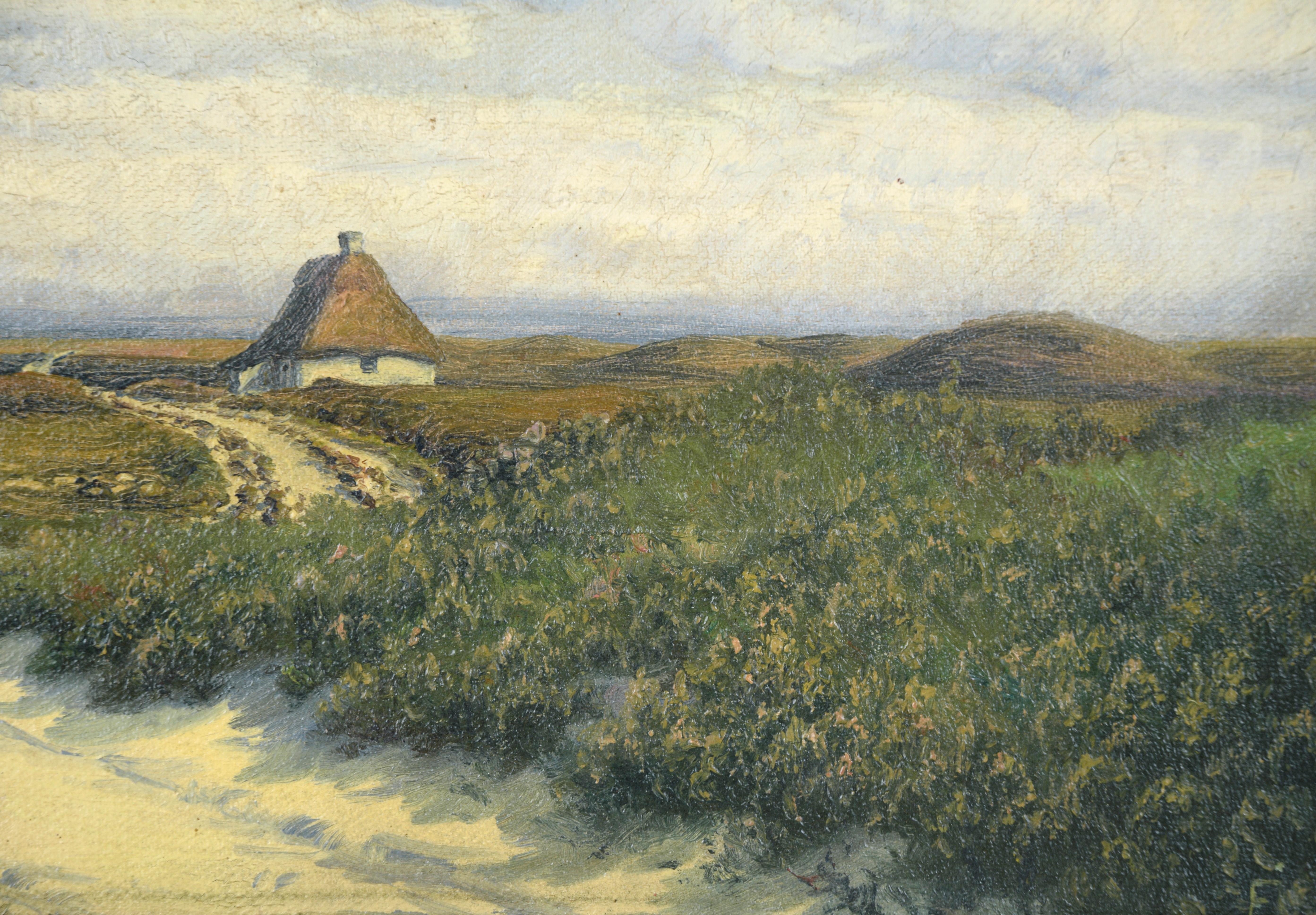 Küstenlandschaft mit Pferdewagen - Antikes Original-Ölgemälde

Ölgemälde aus dem frühen 20. Jahrhundert mit einer Landschaftsszene, möglicherweise von den Britischen Inseln. Im Vordergrund sitzt ein Mann auf einem Pferdewagen, der eine sandige