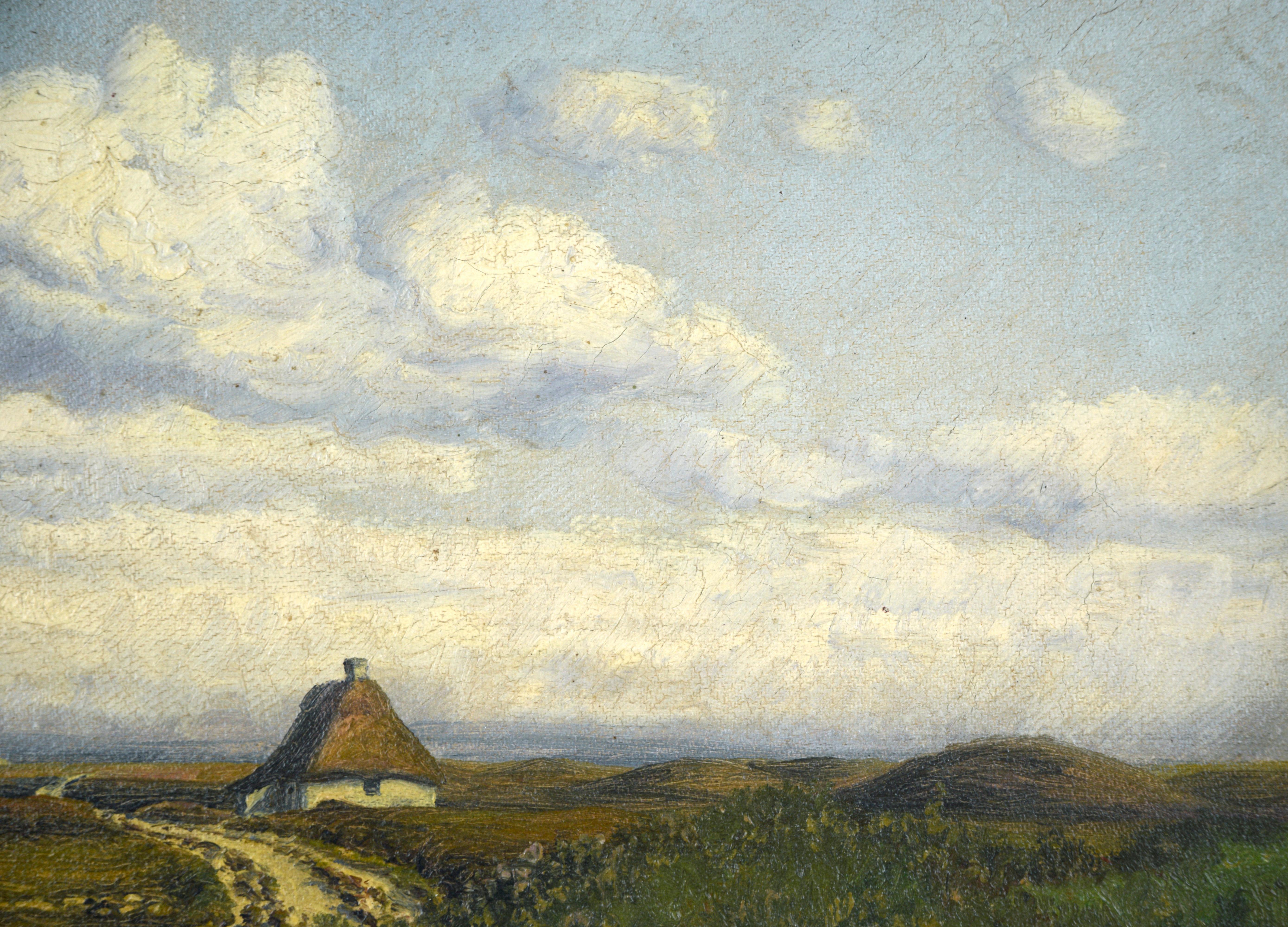 Küstenlandschaft mit Pferdewagen - Antikes Original-Ölgemälde im Angebot 1