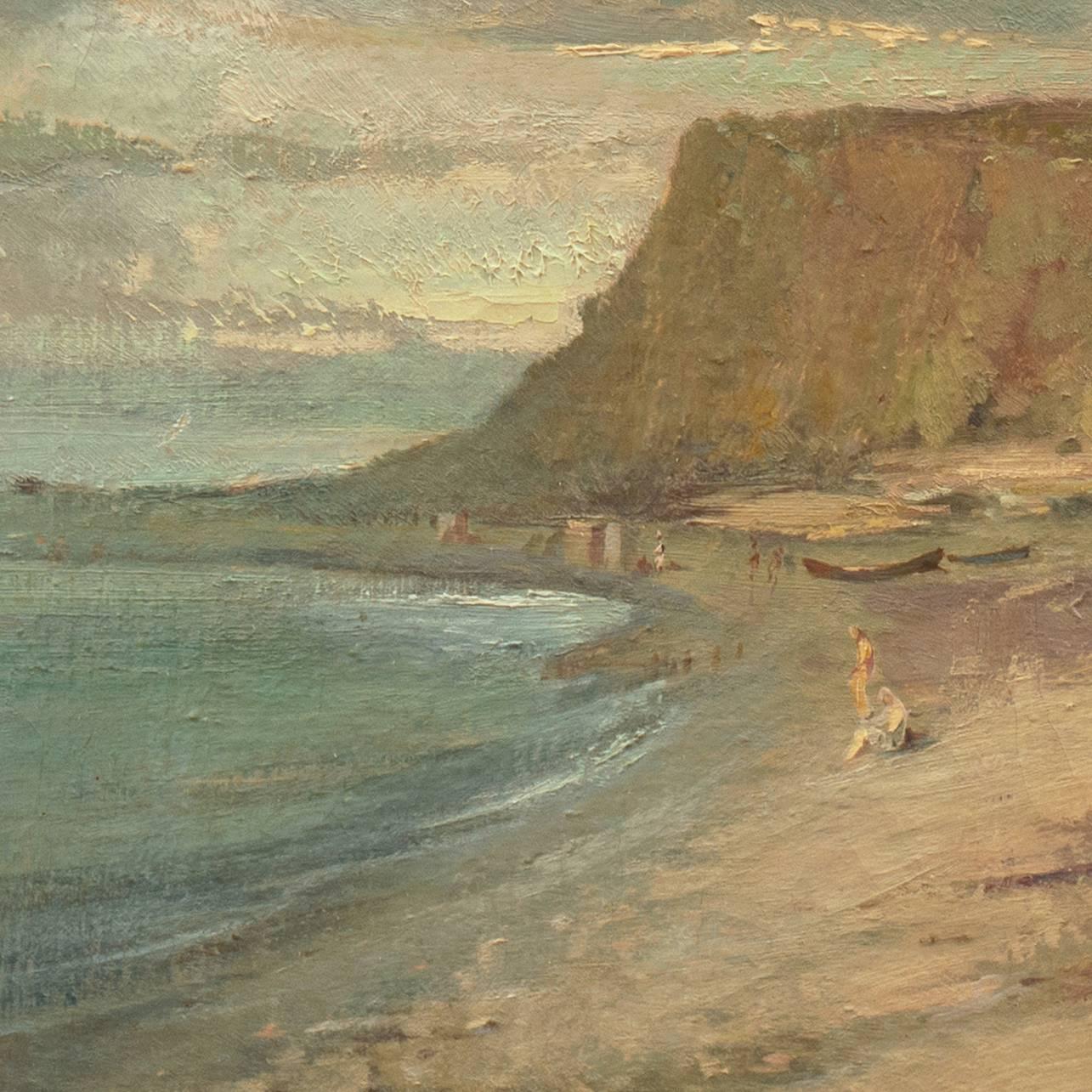 'Coastal Landscape', Irish School, Eire Large Oil  - Brown Landscape Painting by Unknown