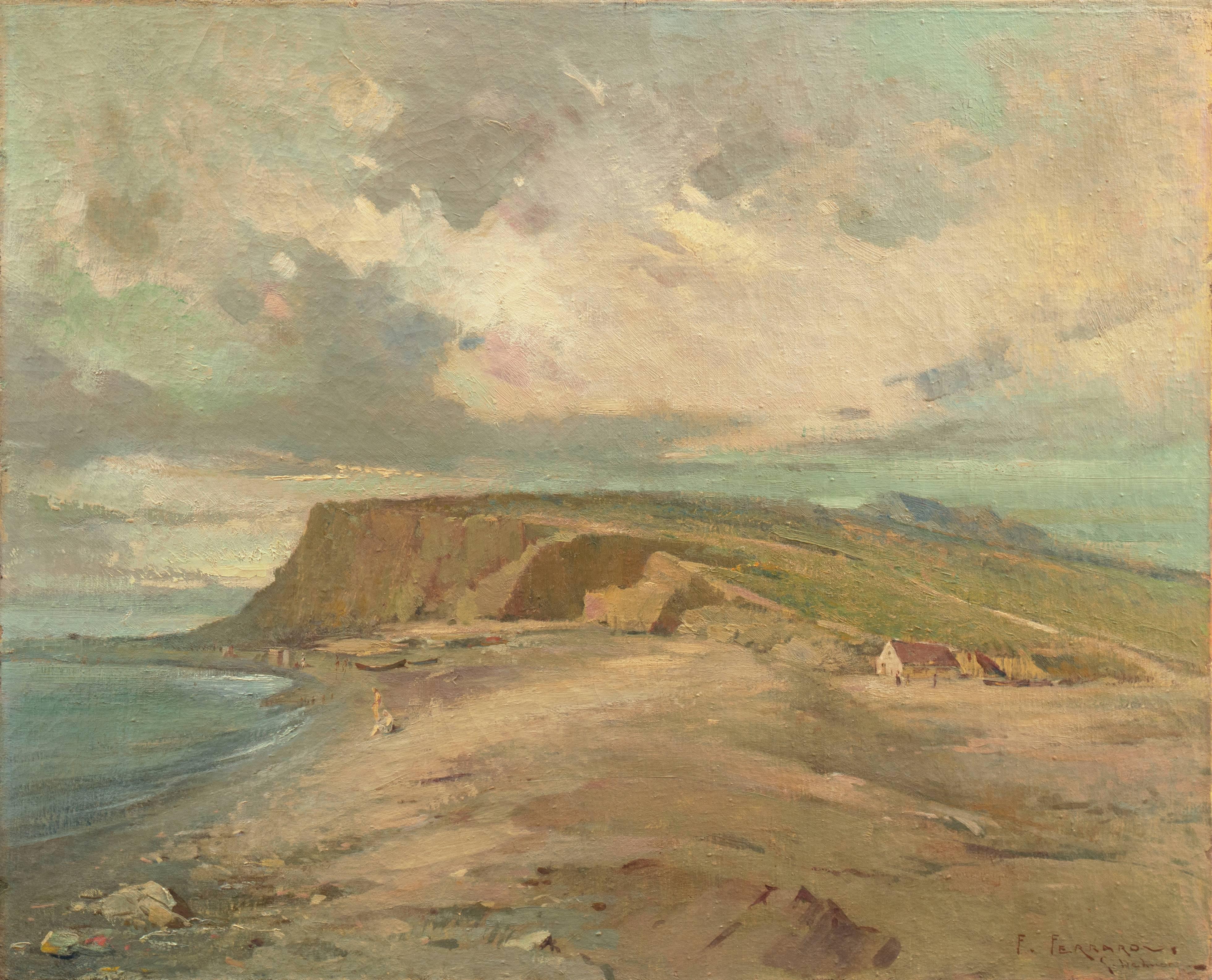 Unknown Landscape Painting - 'Coastal Landscape', Irish School, Eire Large Oil 
