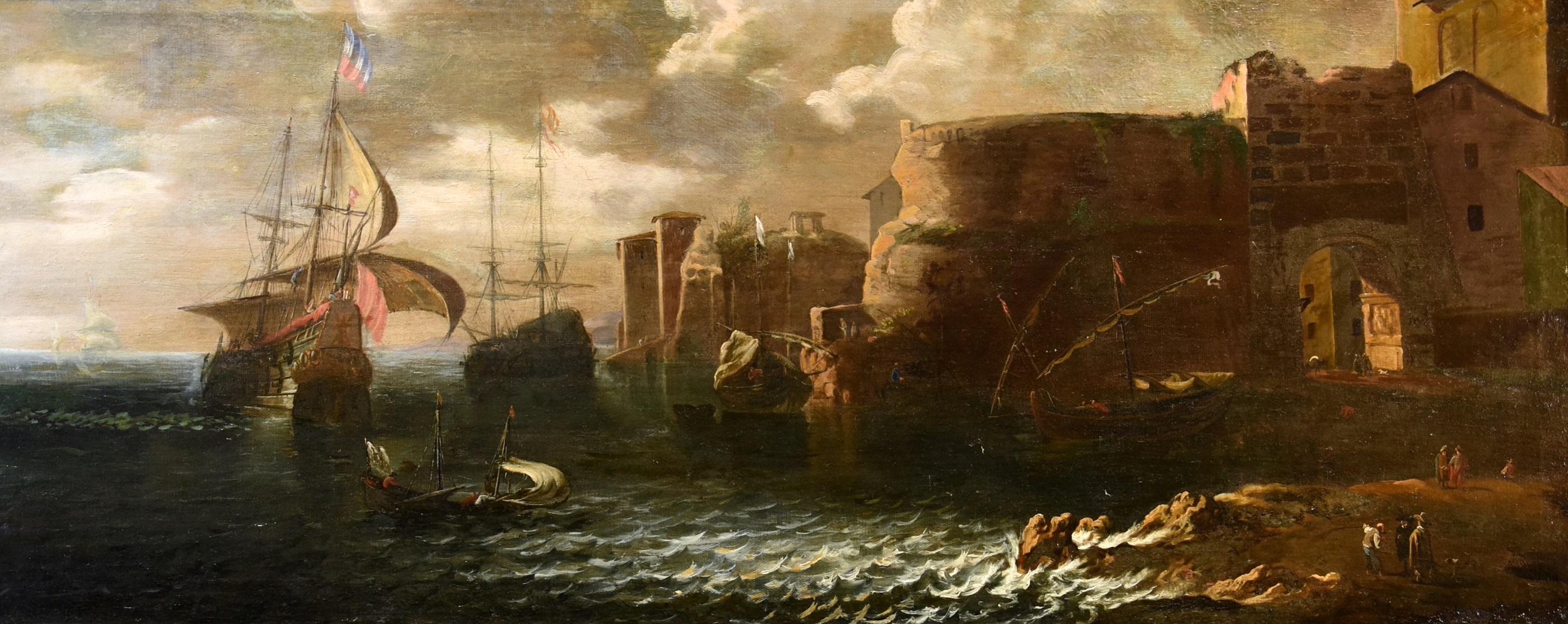 Coastal See Landscape Antoniani Gemälde 18. Jahrhundert Alter Meister Öl auf Leinwand Kunst (Alte Meister), Painting, von Unknown
