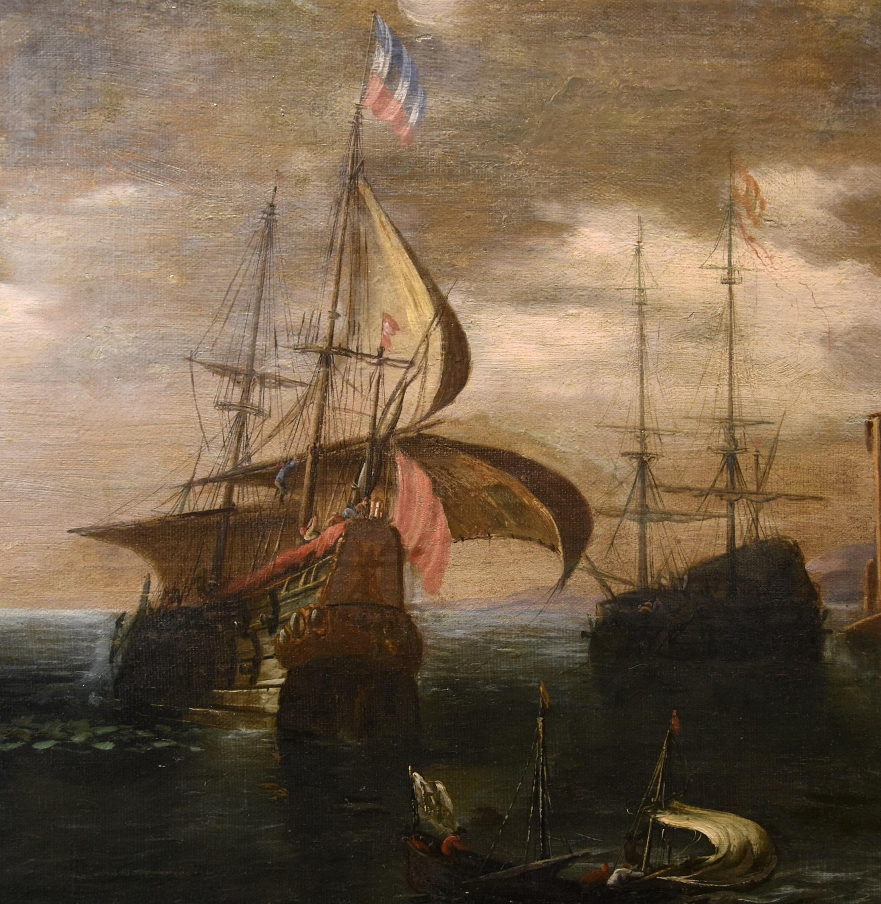Coastal See Landscape Antoniani Gemälde 18. Jahrhundert Alter Meister Öl auf Leinwand Kunst im Angebot 1