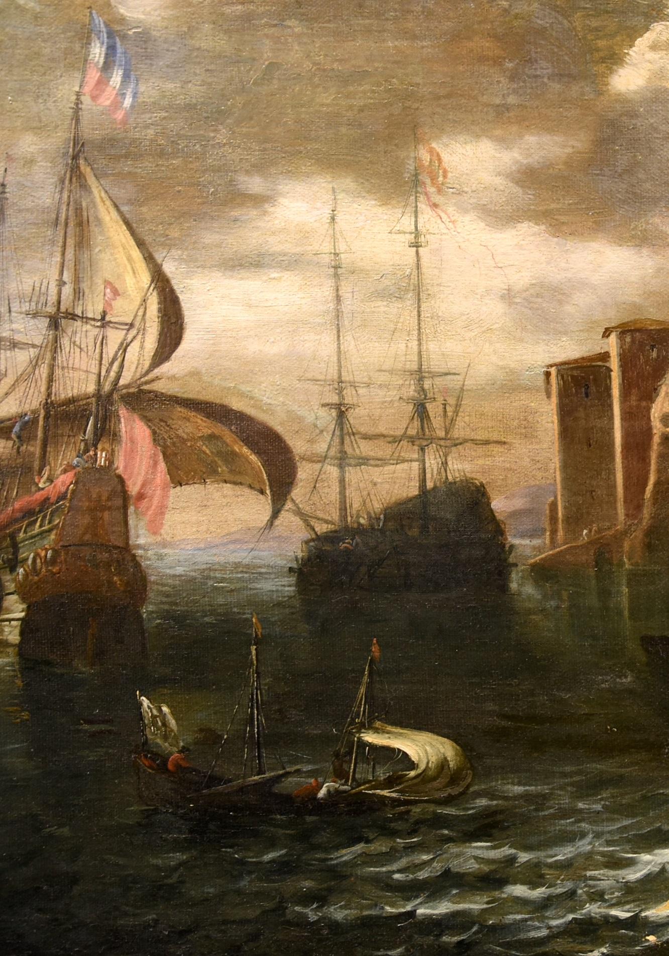 Coastal See Landscape Antoniani Paint 18th Century Old master Oil on canvas Art For Sale 5