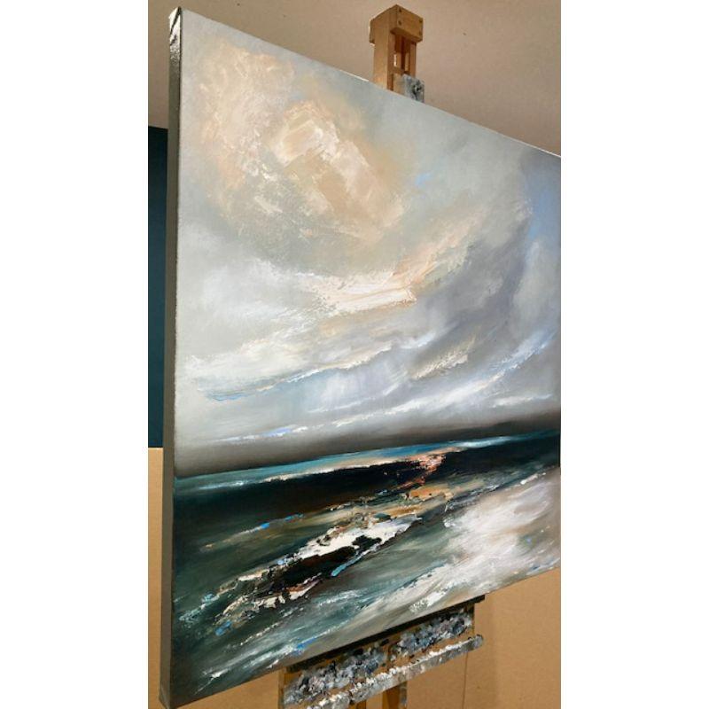 Coastal Sunset, Textured Seascape Painting, Paintings of Wales, Coastal Art For Sale 1