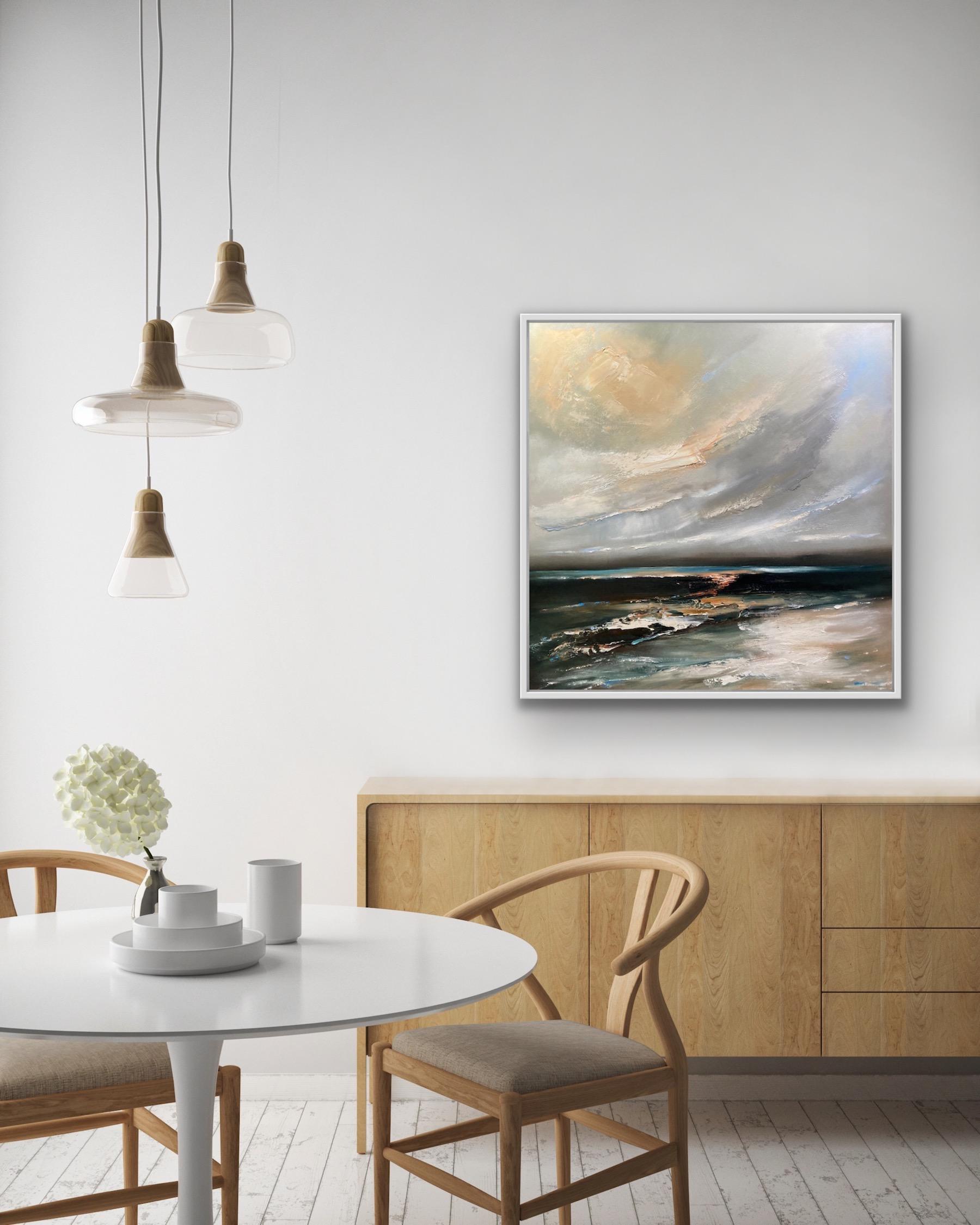 Coastal Sunset, Textured Seascape Painting, Paintings of Wales, Coastal Art For Sale 6