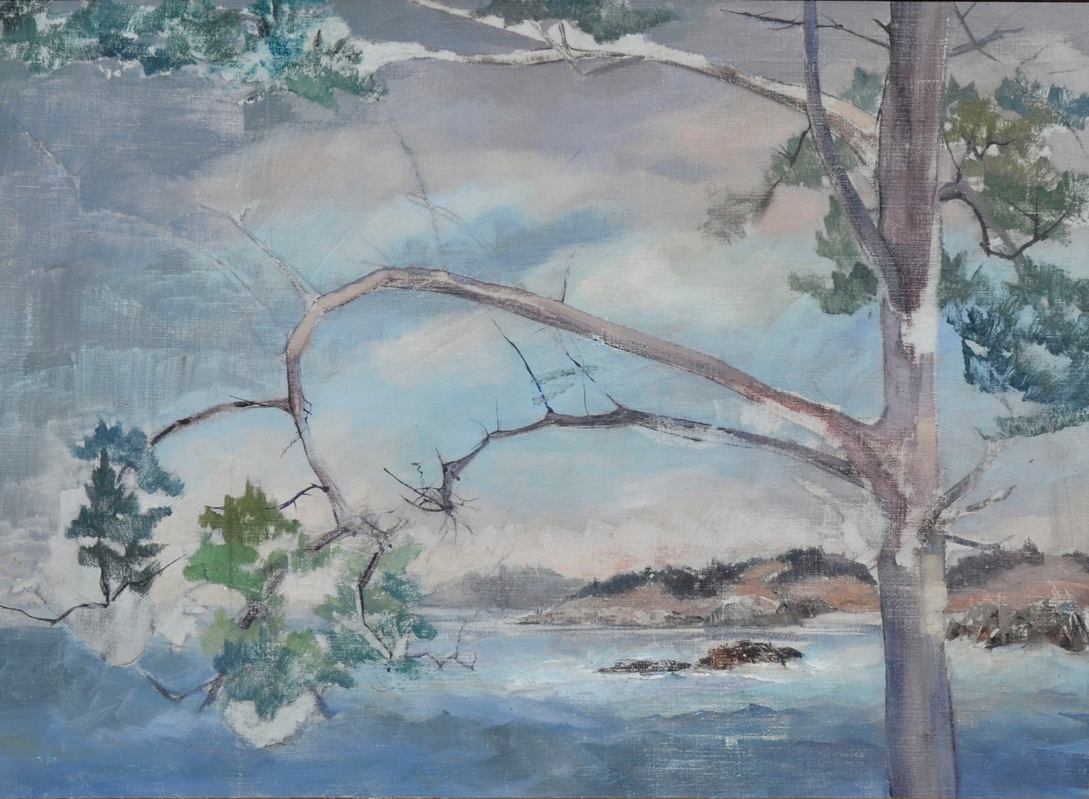 Coastal Tree - Mid Century Landscape  - Painting by Unknown