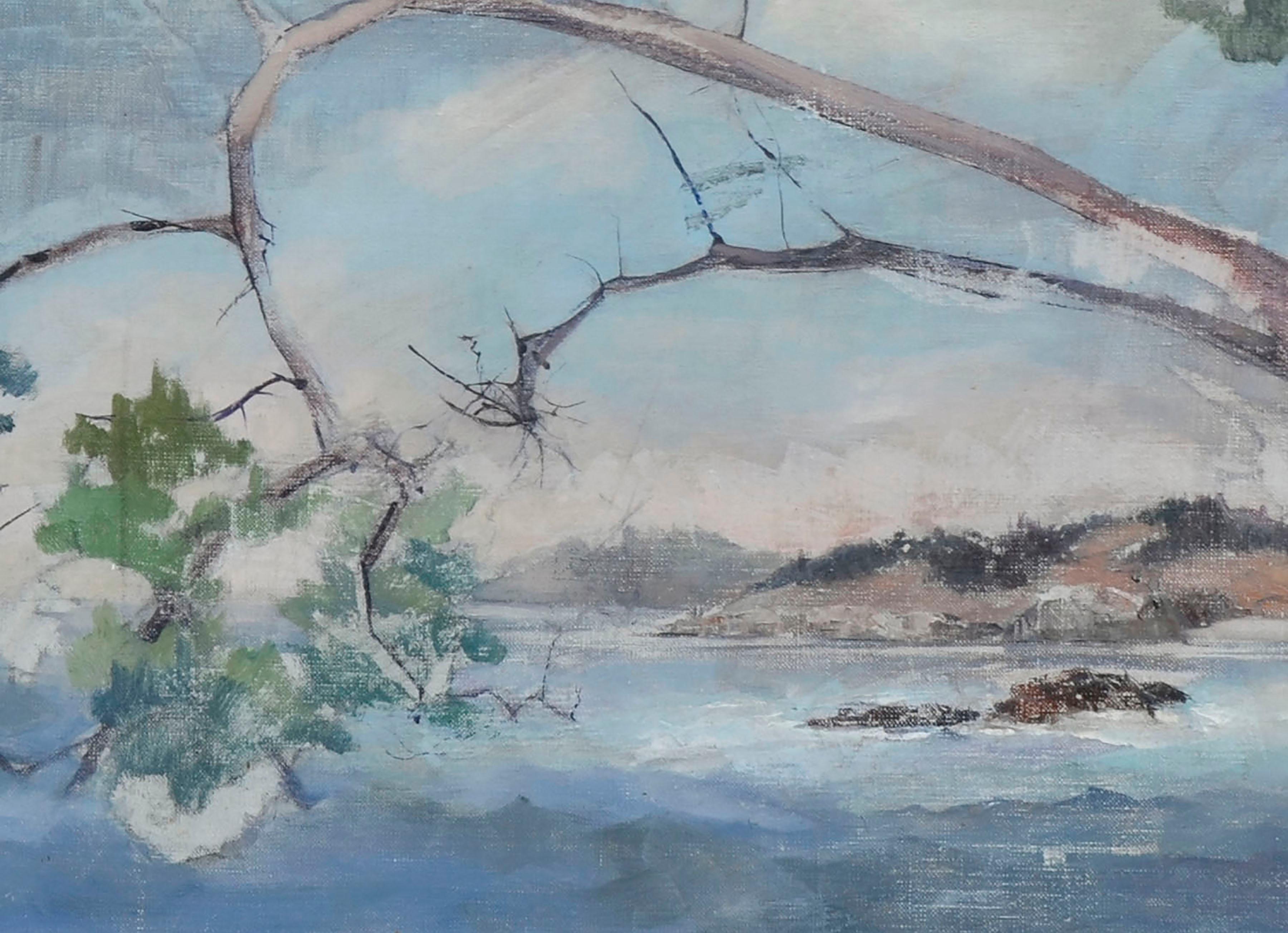 Coastal Tree - Mid Century Landscape  - American Impressionist Painting by Unknown