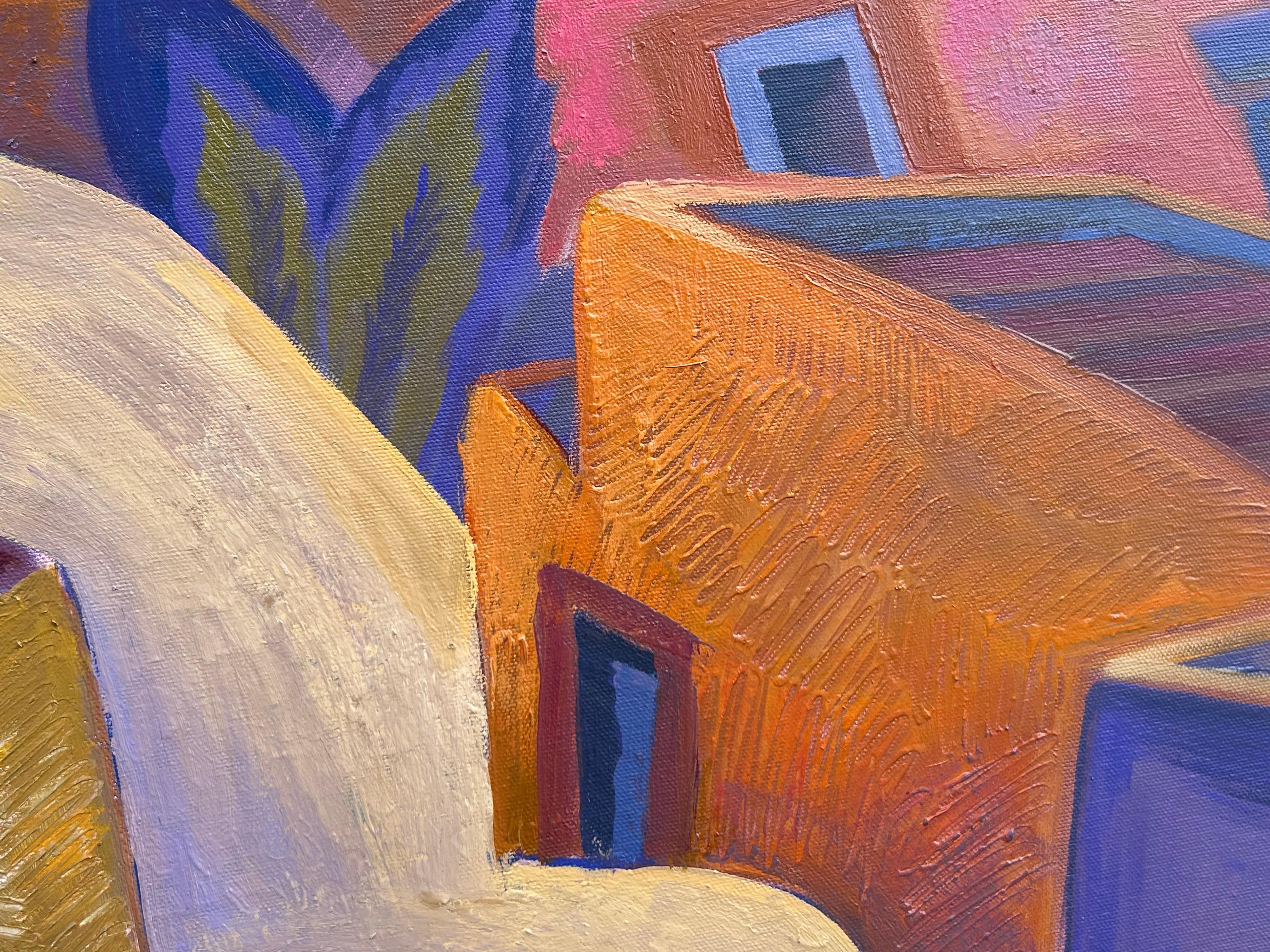 Cobbled Villiage 2 - Brown Landscape Painting by Unknown