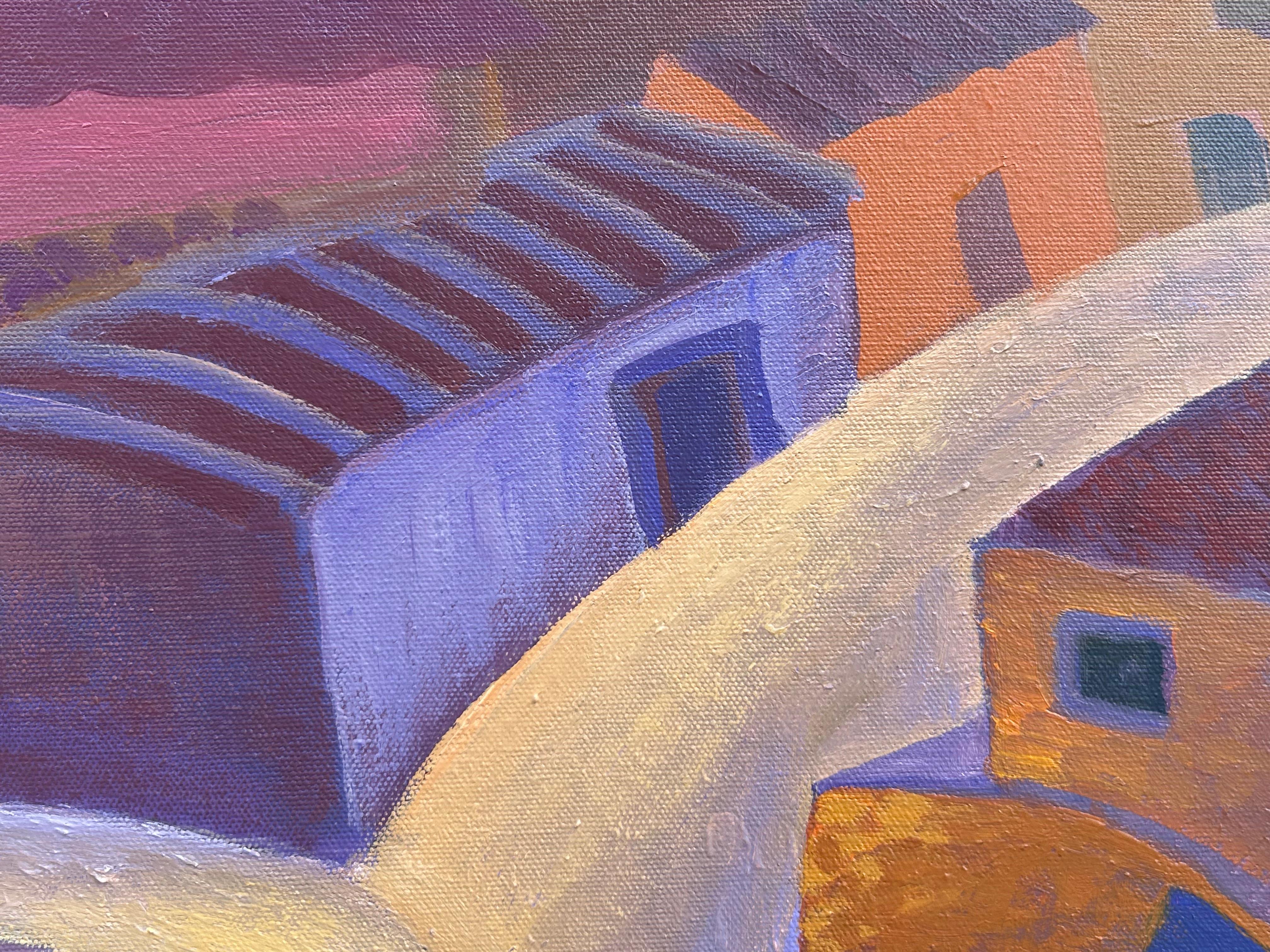 Marc zimmerman spent much of his youth as a traveling artist in latin and European countries. This little gem came out of a trip to central Mexico where he captured ambience of an idealized imagined villiage .