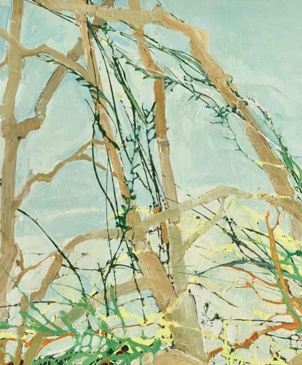 Cockieleekie, Olio su due tele, Pittura di paesaggio verde, Ffiona Lewis, 2020 2