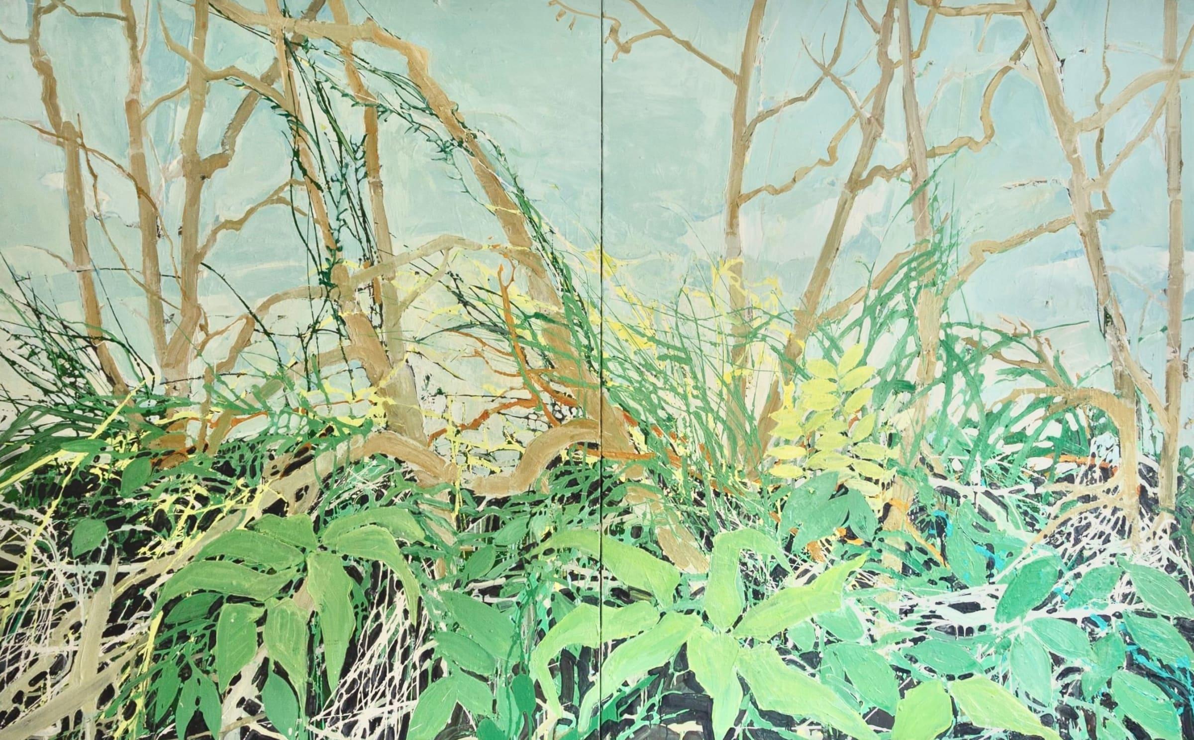 Landscape Painting Unknown - Cockieleekie, huile sur deux toiles de Ffiona Lewis, 2020