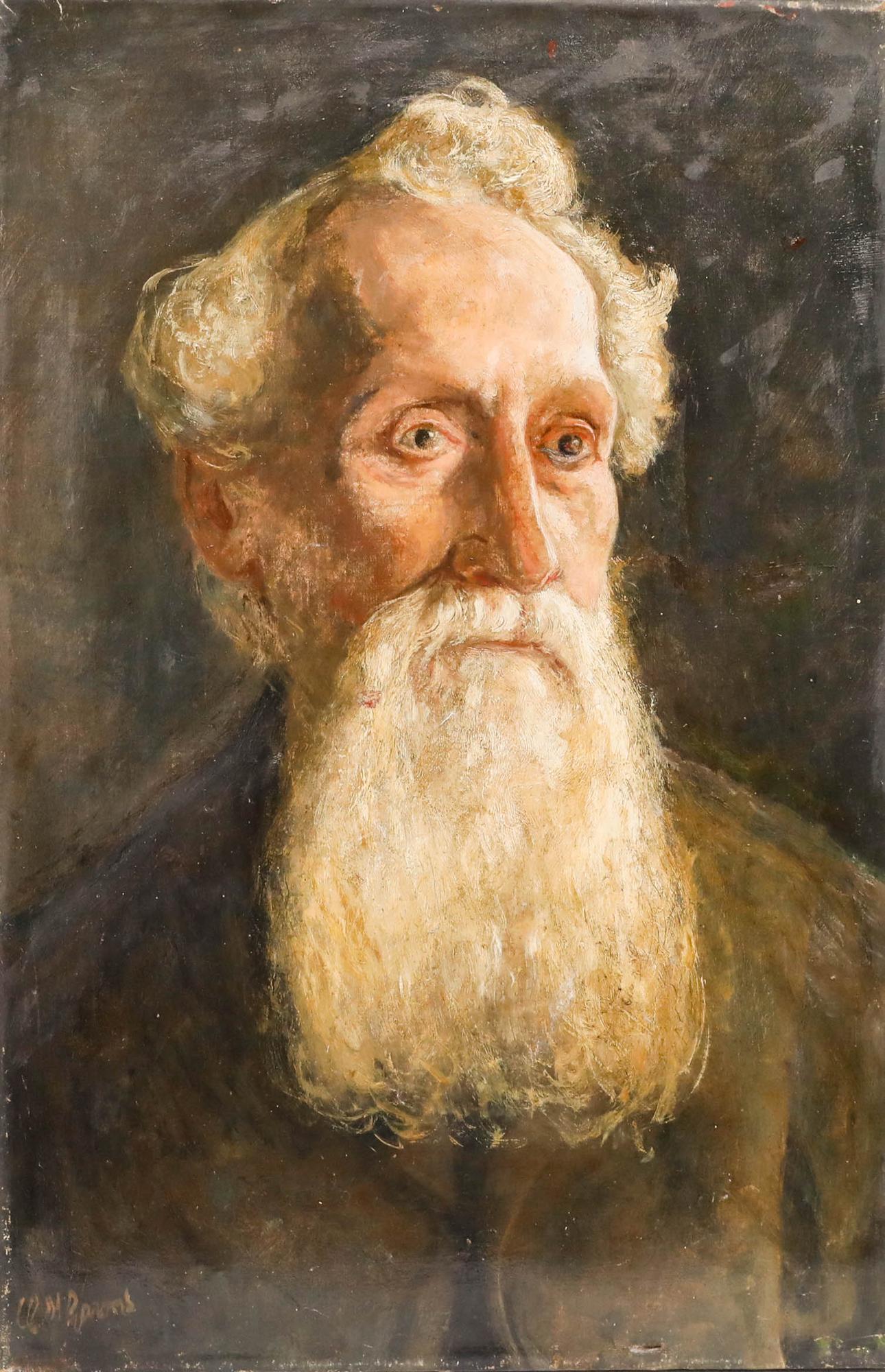 Coenraad Matthias Garmed (1863-1944) - Huile hollandaise, Portrait d'un homme barbu - Painting de Unknown