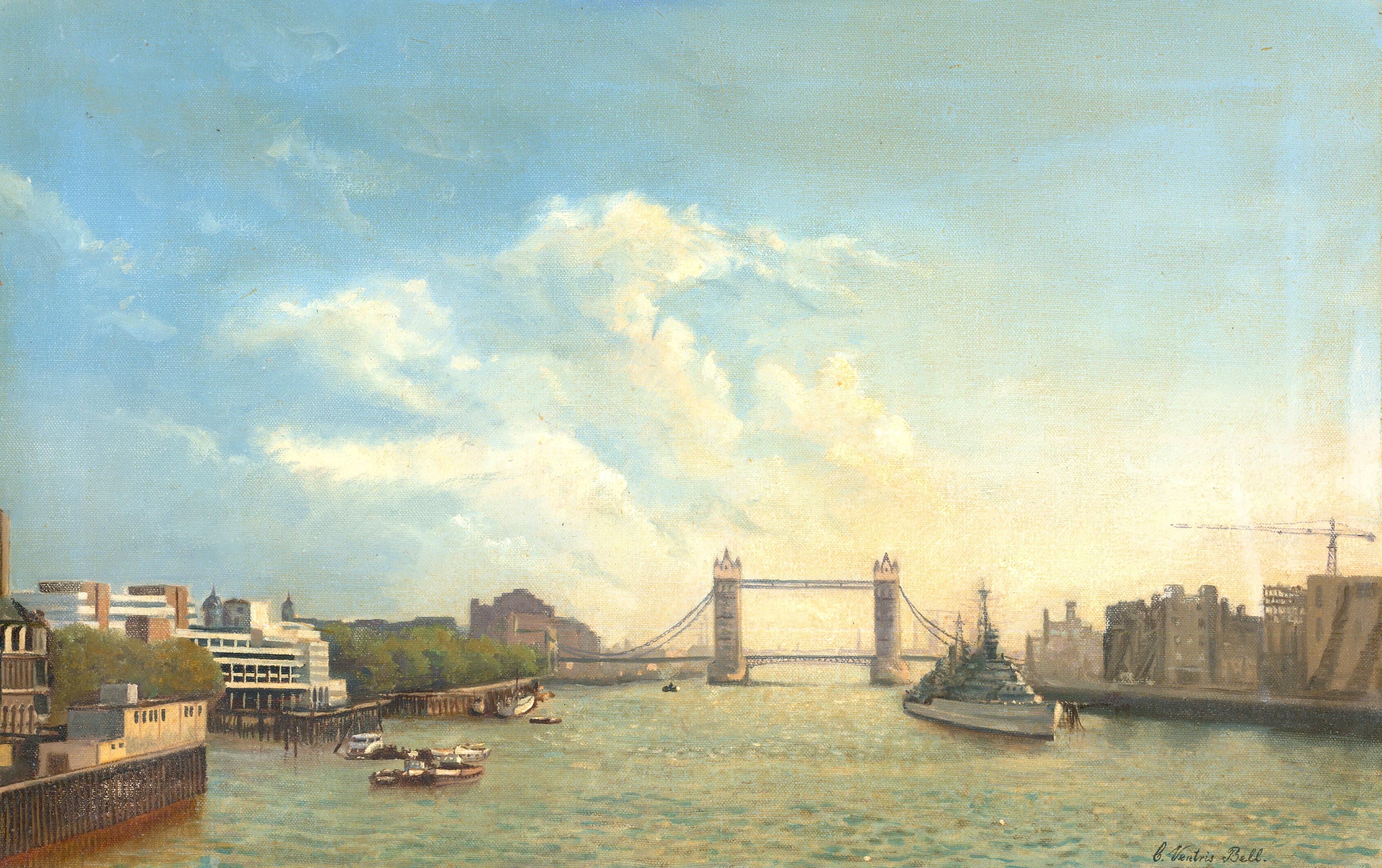 Unknown Landscape Painting - Colin Ventris Bell (1919-1983) - Mid 20th Century Oil, Tower Bridge