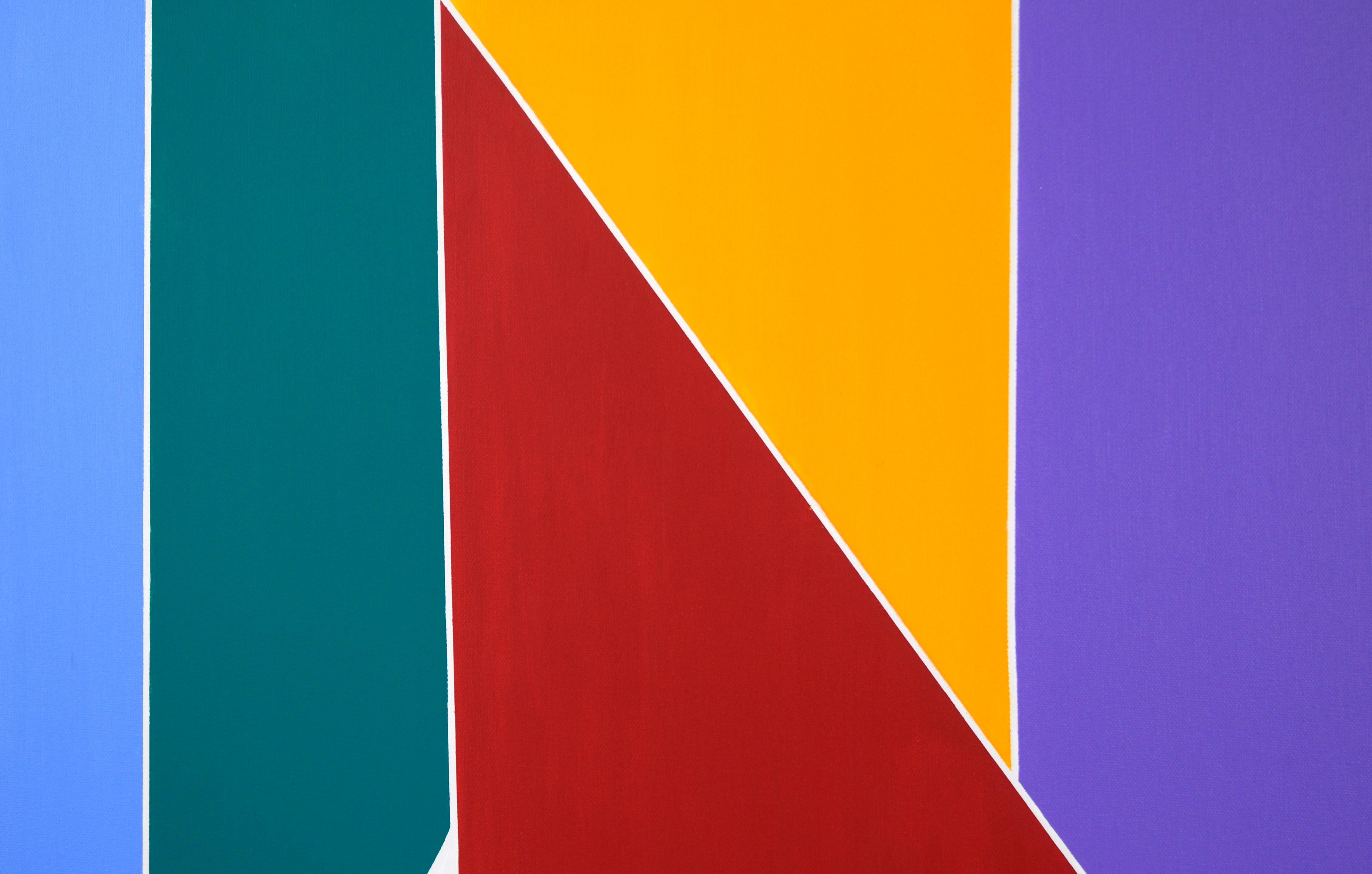 Astratto geometrico a blocchi di colore in acrilico su tela - Painting di Unknown