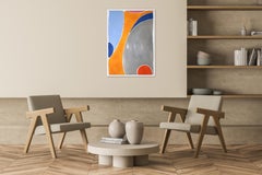Color Field Flowers, Vertical Abstract Painting, Vivid Tones in Yellow and Gray