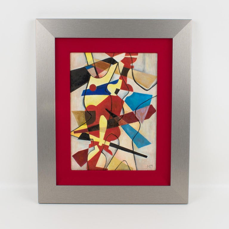 Colorful Abstract Cubist Oil Painting by Monogram MJ For Sale 1
