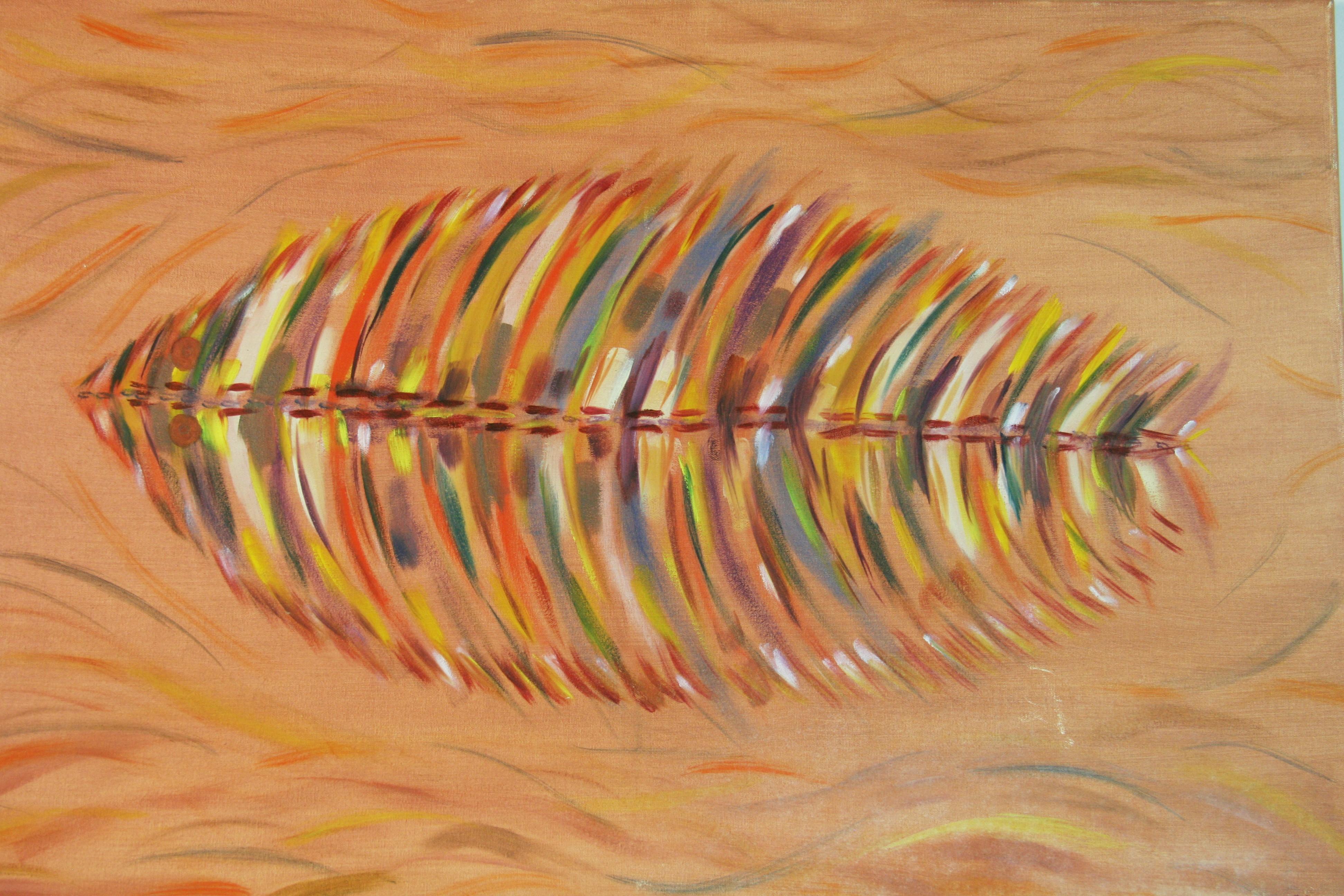 Buntes Fischskelett (Orange), Animal Painting, von Unknown
