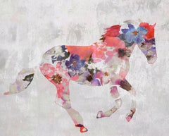 Colorful Floral Horse Fine Art Hand Embellished Giclee on Canvas Irena Orlov