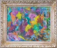 Colorful Framed Vintage Abstract  Original Oil Painting