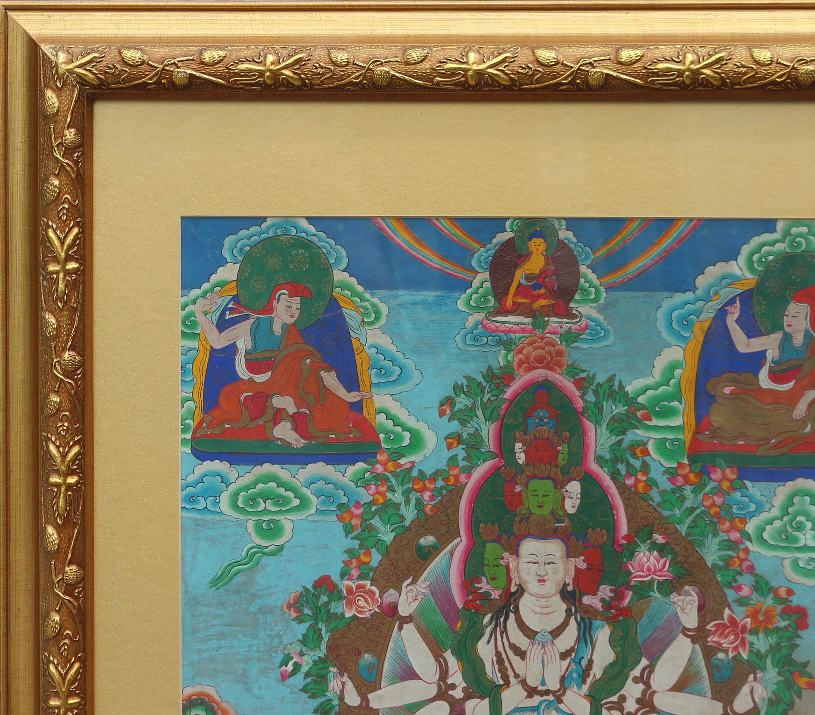 Colorful Lokeshwor Traditional Tibetan Thangka Buddhist Deity Painting For Sale 2