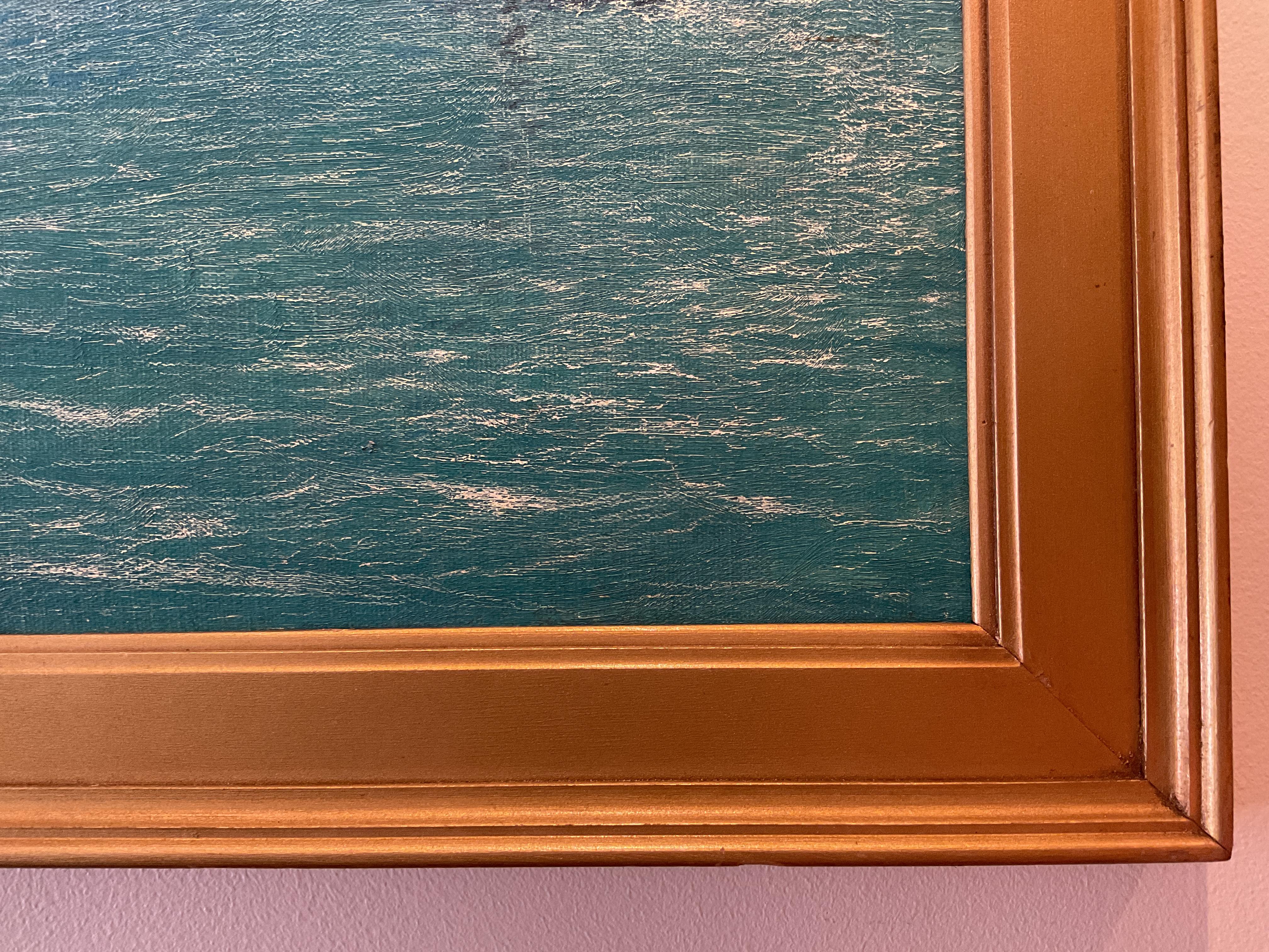 Colorato dipinto a olio d'epoca del panorama di Manhattan, circa 1940. - Painting American Modern di Unknown