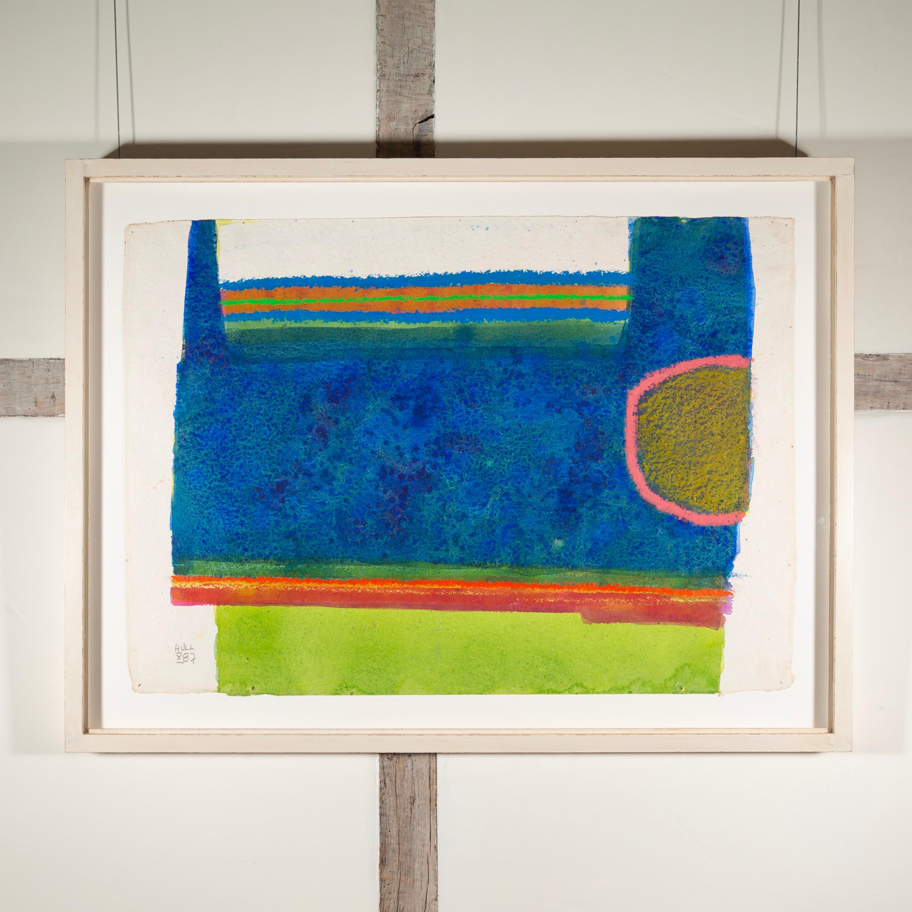 Komposition (Blau, Grün, Orange und Rot) von James Hull, Acryl, 1987 im Angebot 1