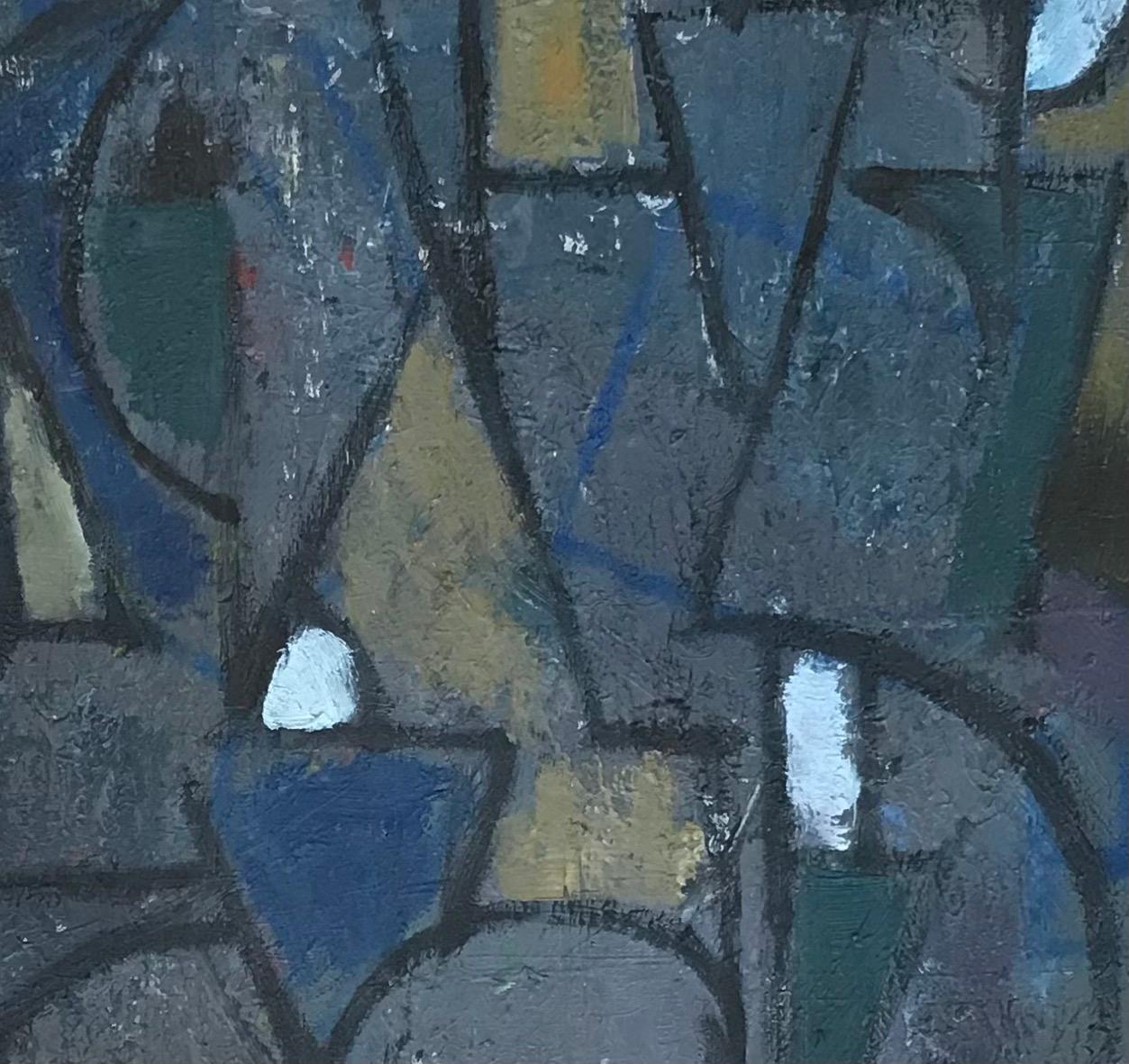Composizione astratta - Olio su tela 34x46 cm - Abstract Painting Nero di Unknown