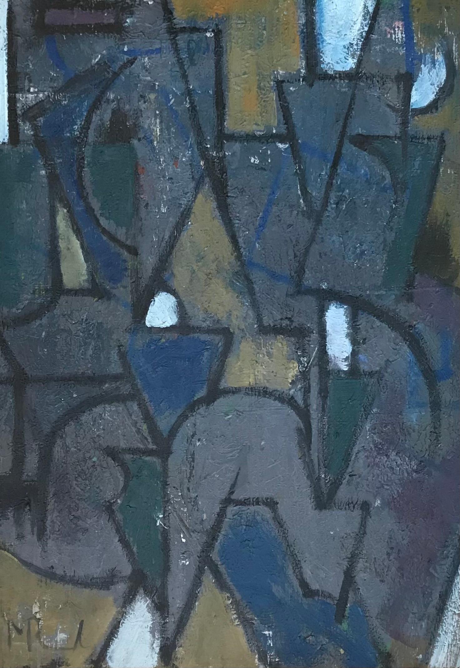 Abstract Painting di Unknown - Composizione astratta - Olio su tela 34x46 cm