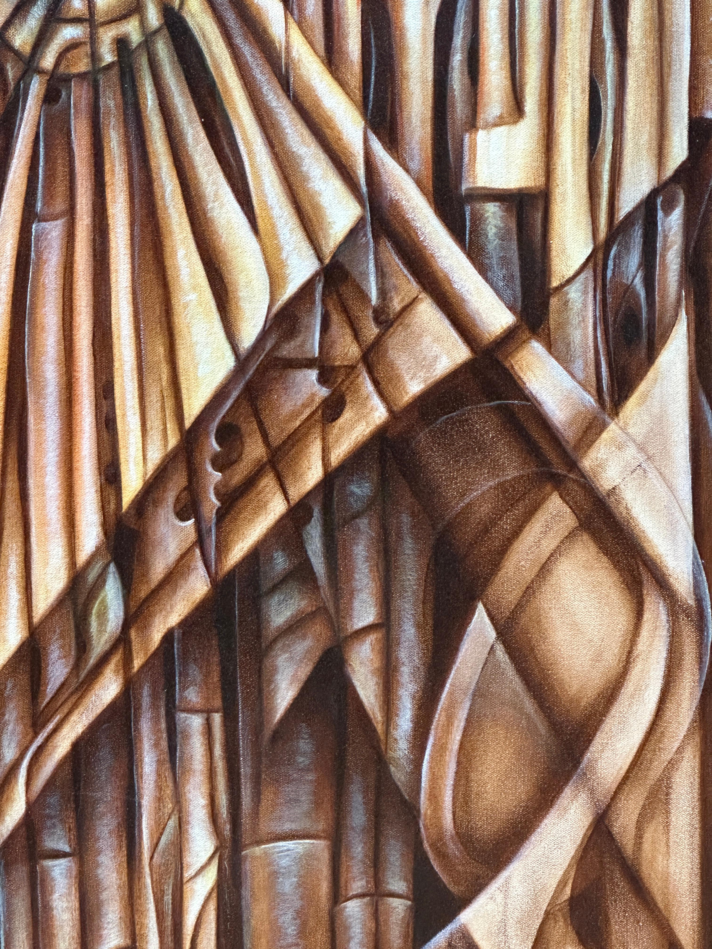 Composition with Bamboos- Acrylic on Canvas Signed Cherubini For Sale 4
