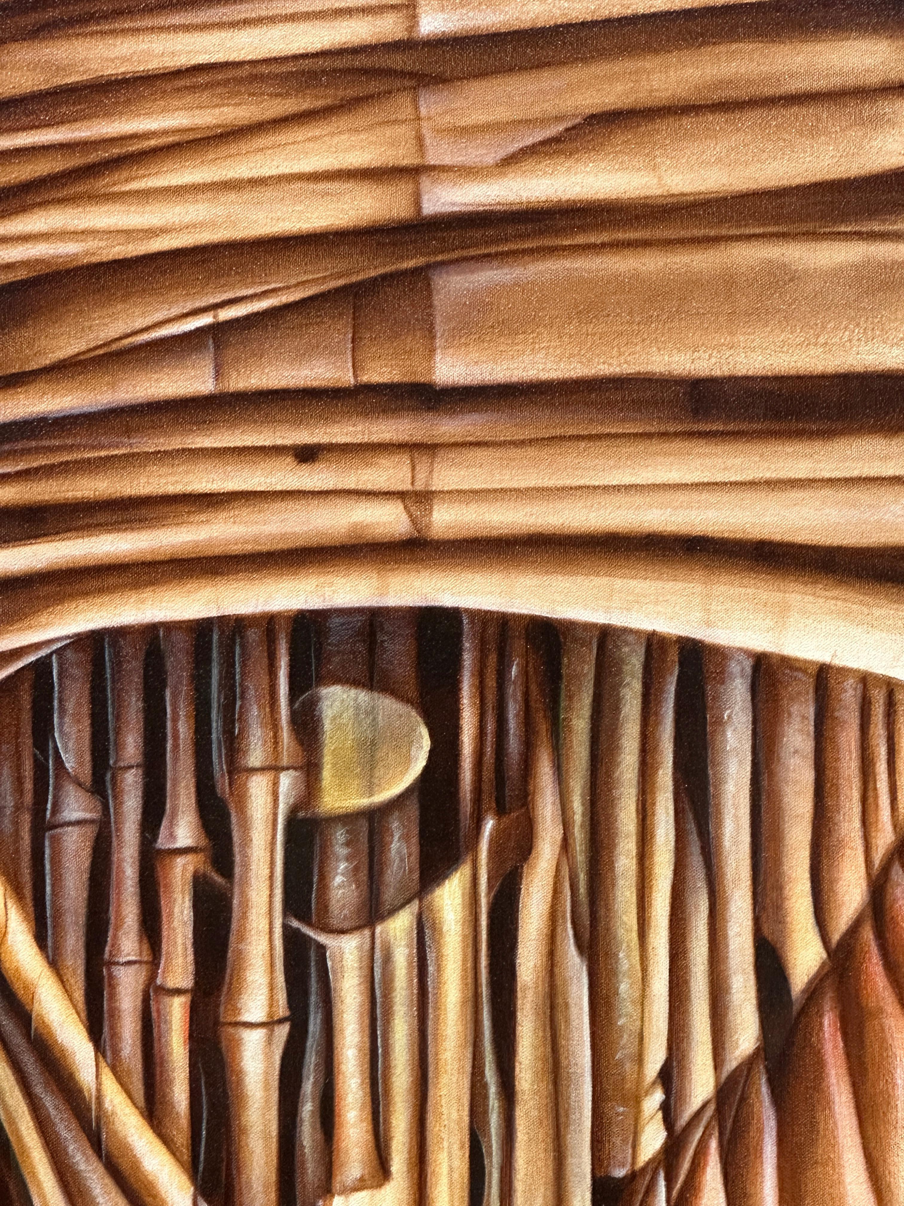 Composition with Bamboos- Acrylic on Canvas Signed Cherubini For Sale 5
