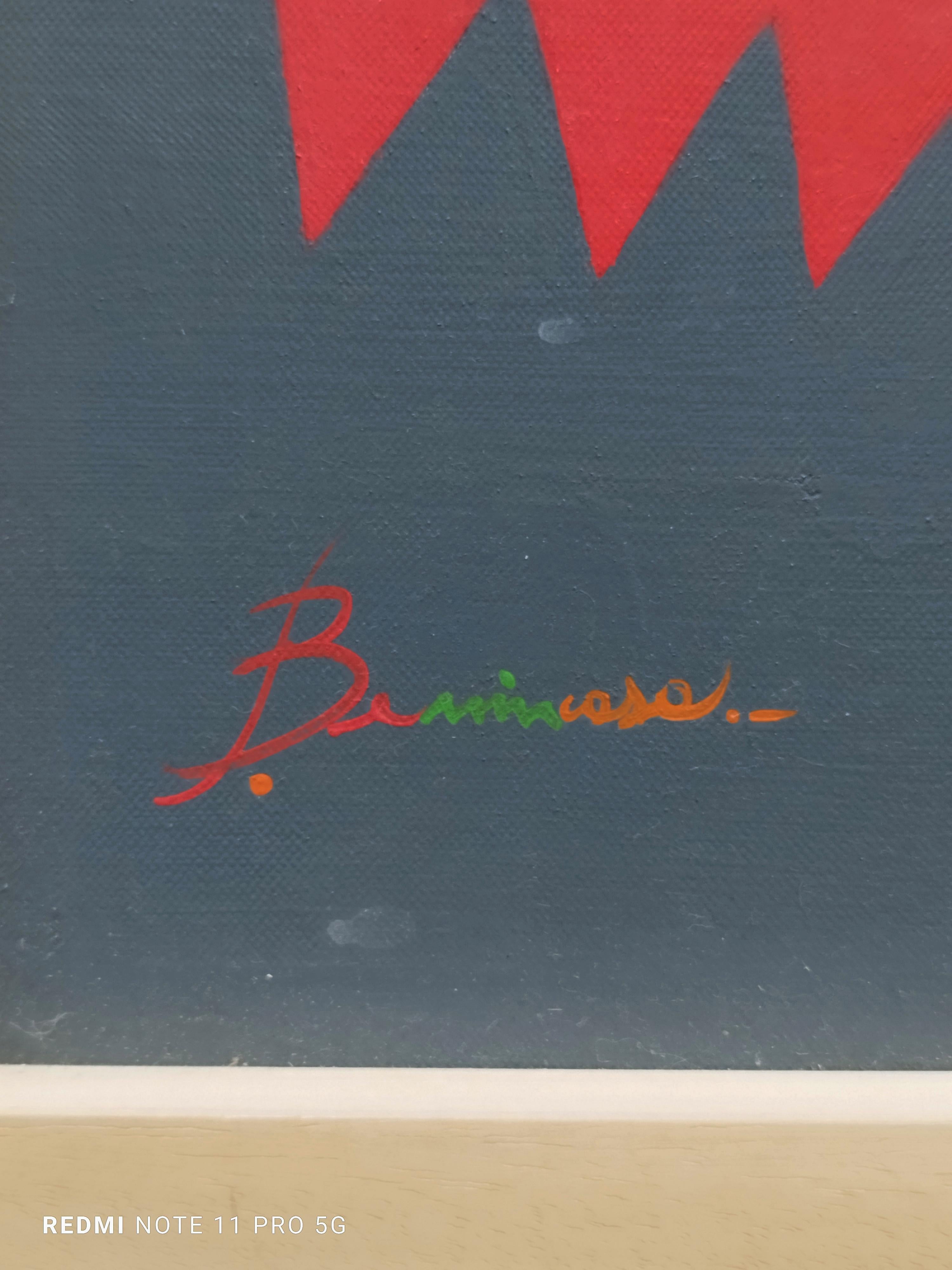 Delightful brightly colored oil on canvas signed Salvatore Benincasa,  with  frame 